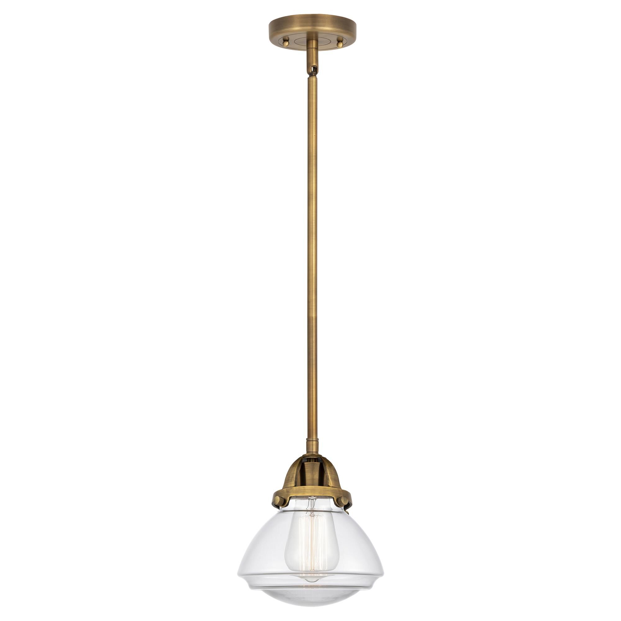 Shown in Brushed Brass finish and Clear glass