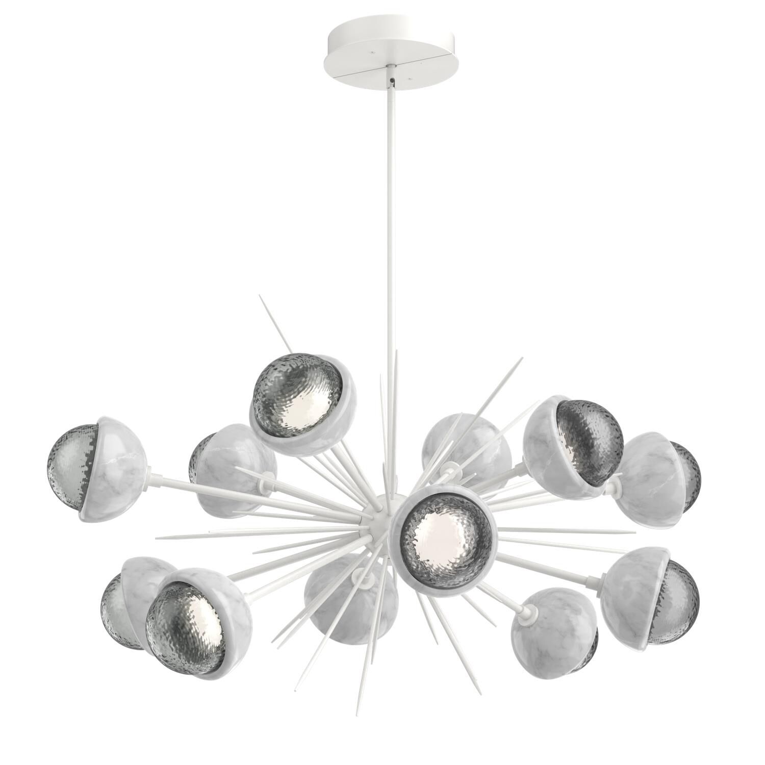 Shown in Salt White finish and Smoke glass and White Marble accent