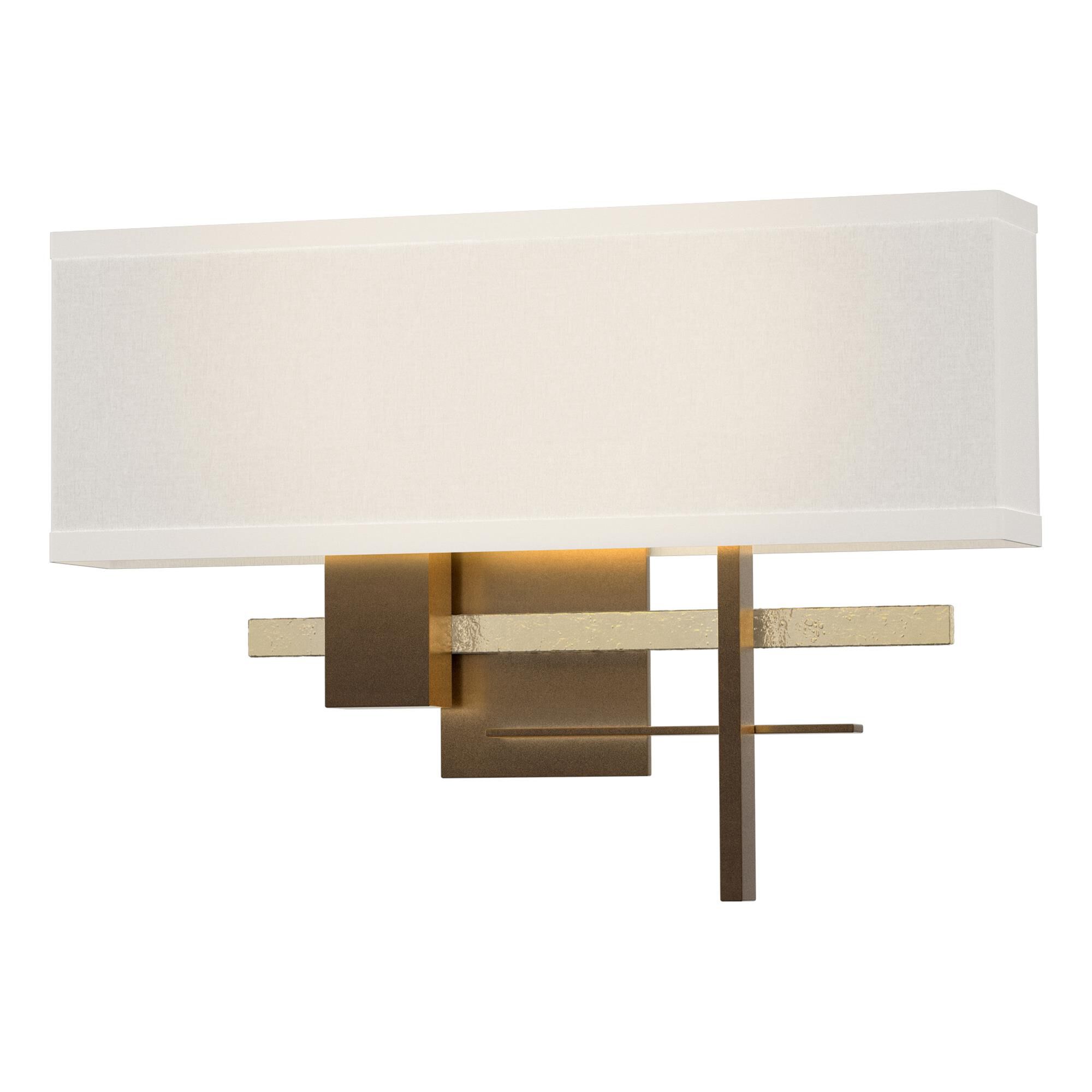 Shown in Bronze finish and Flax shade and Modern Brass (86) accent