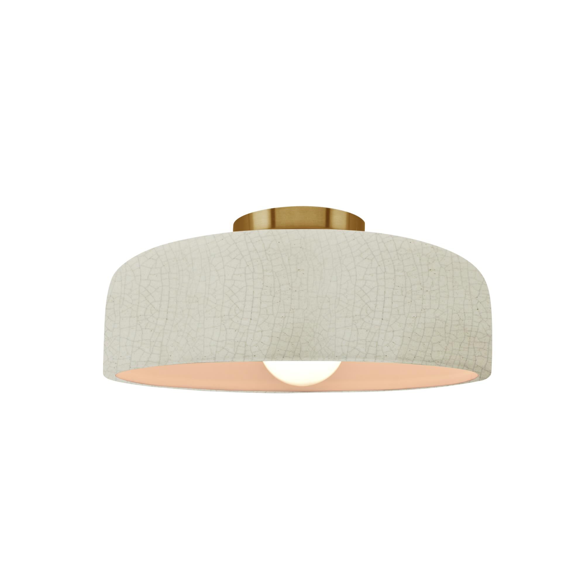 Shown in Brushed Brass finish and White Crackle shade