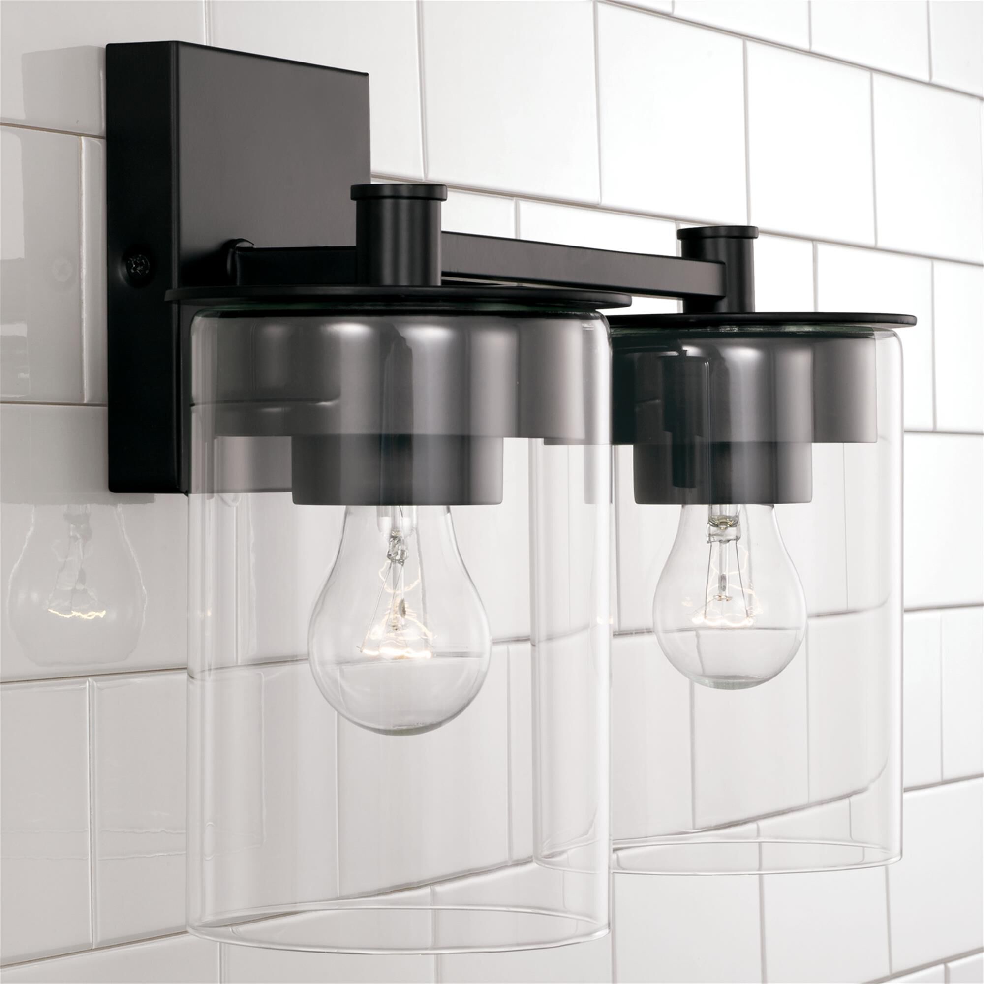 Shown in Matte Black finish and Clear glass