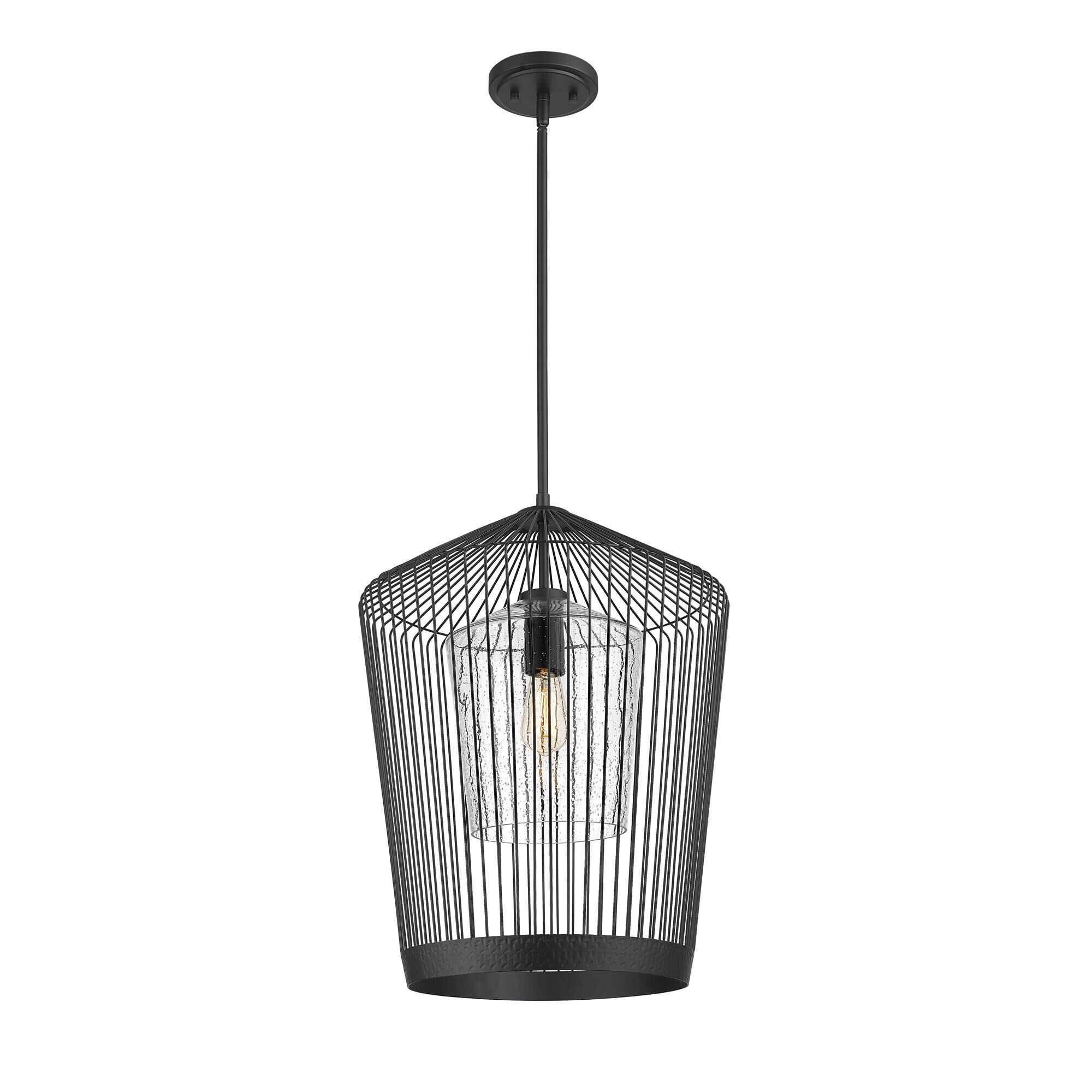 Shown in Matte Black finish and Glass shade