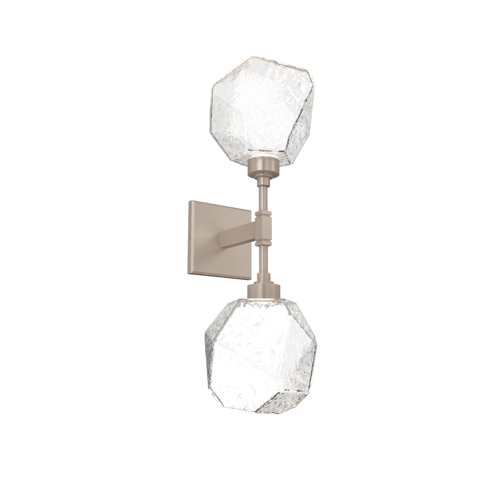 Shown in Beige Silver finish and Clear Blown glass