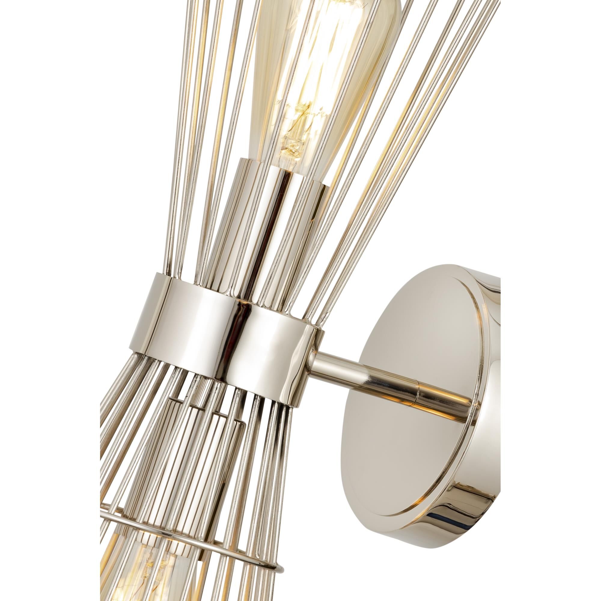 Shown in Polished Nickel finish and Iron glass and Iron shade