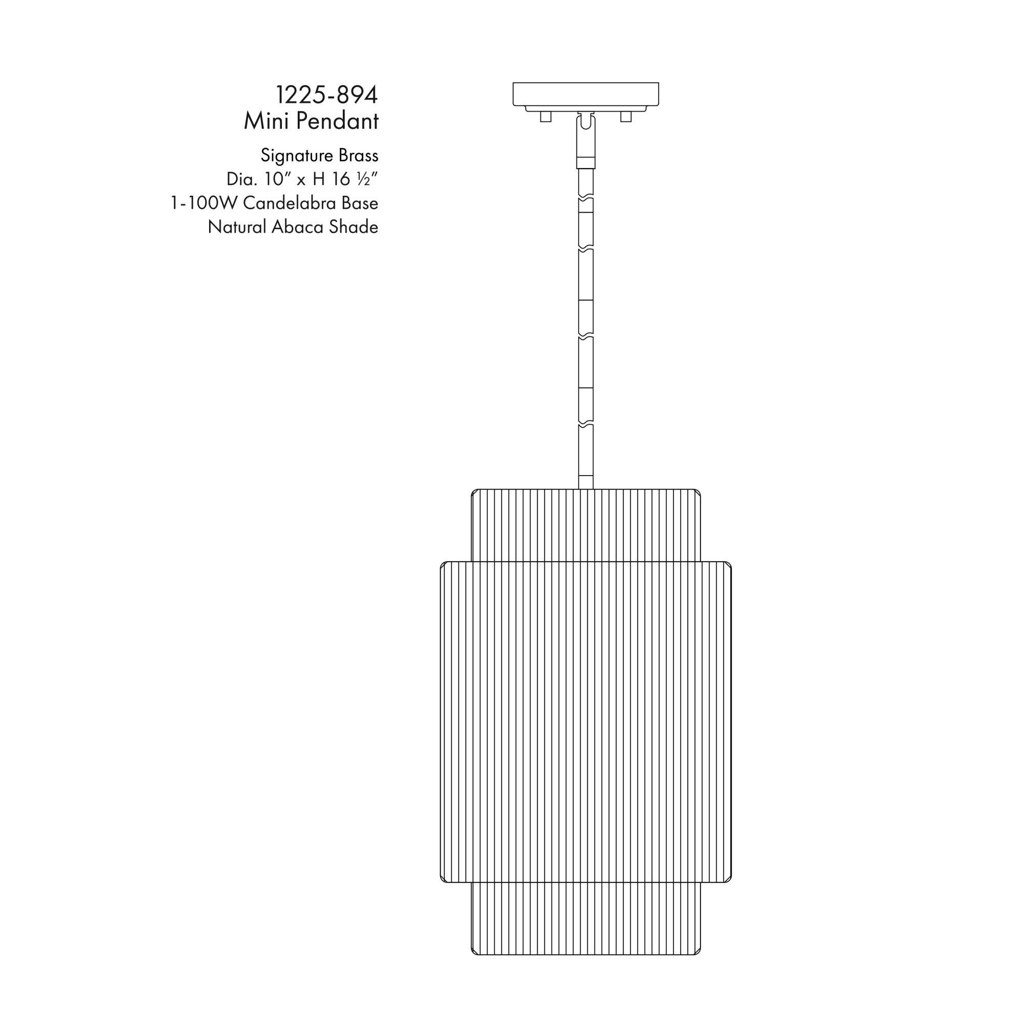 Shown in Signature Brass finish and Natural Abaca shade