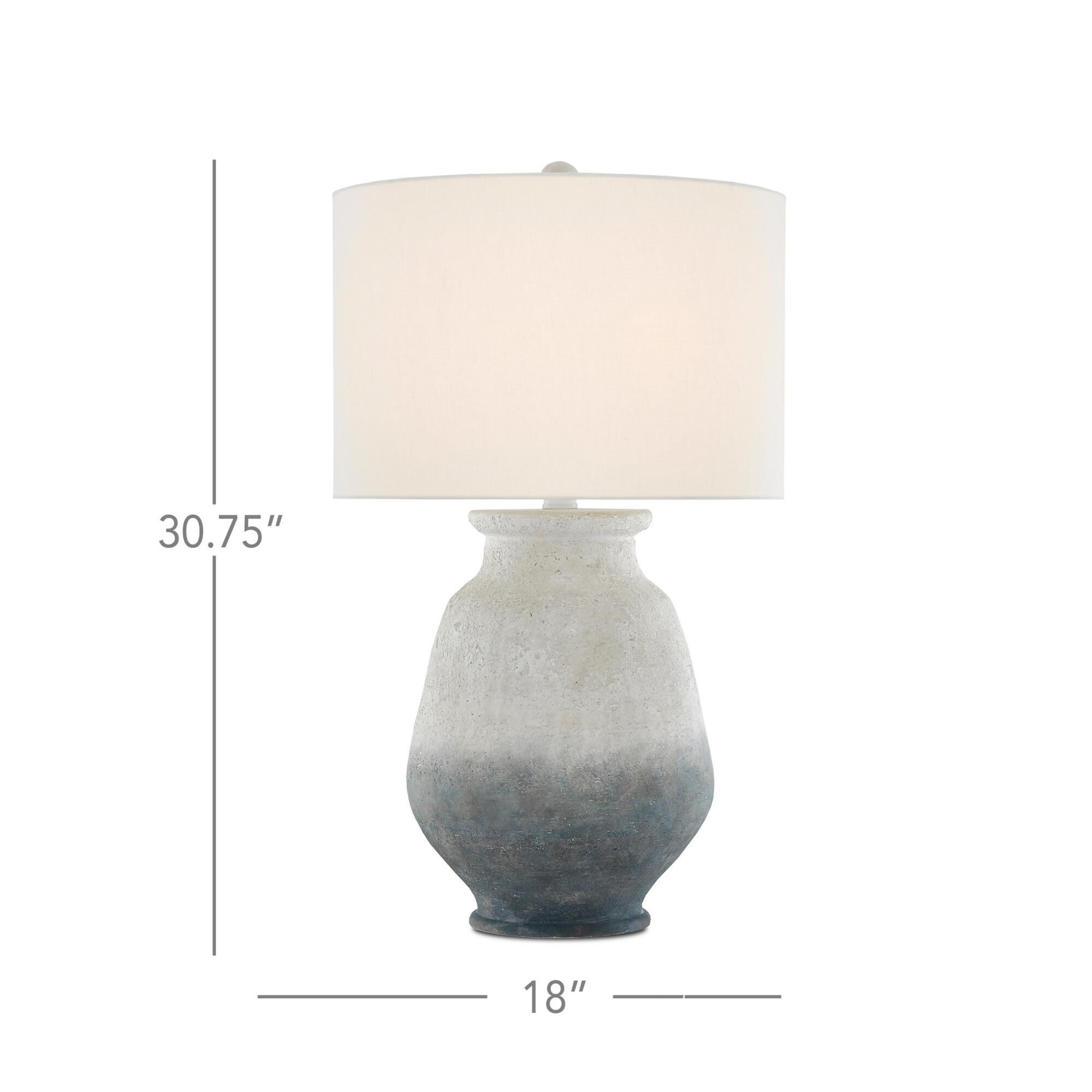 Shown in Ash Ivory/Blue/Acrylic White finish and Off White Linen shade
