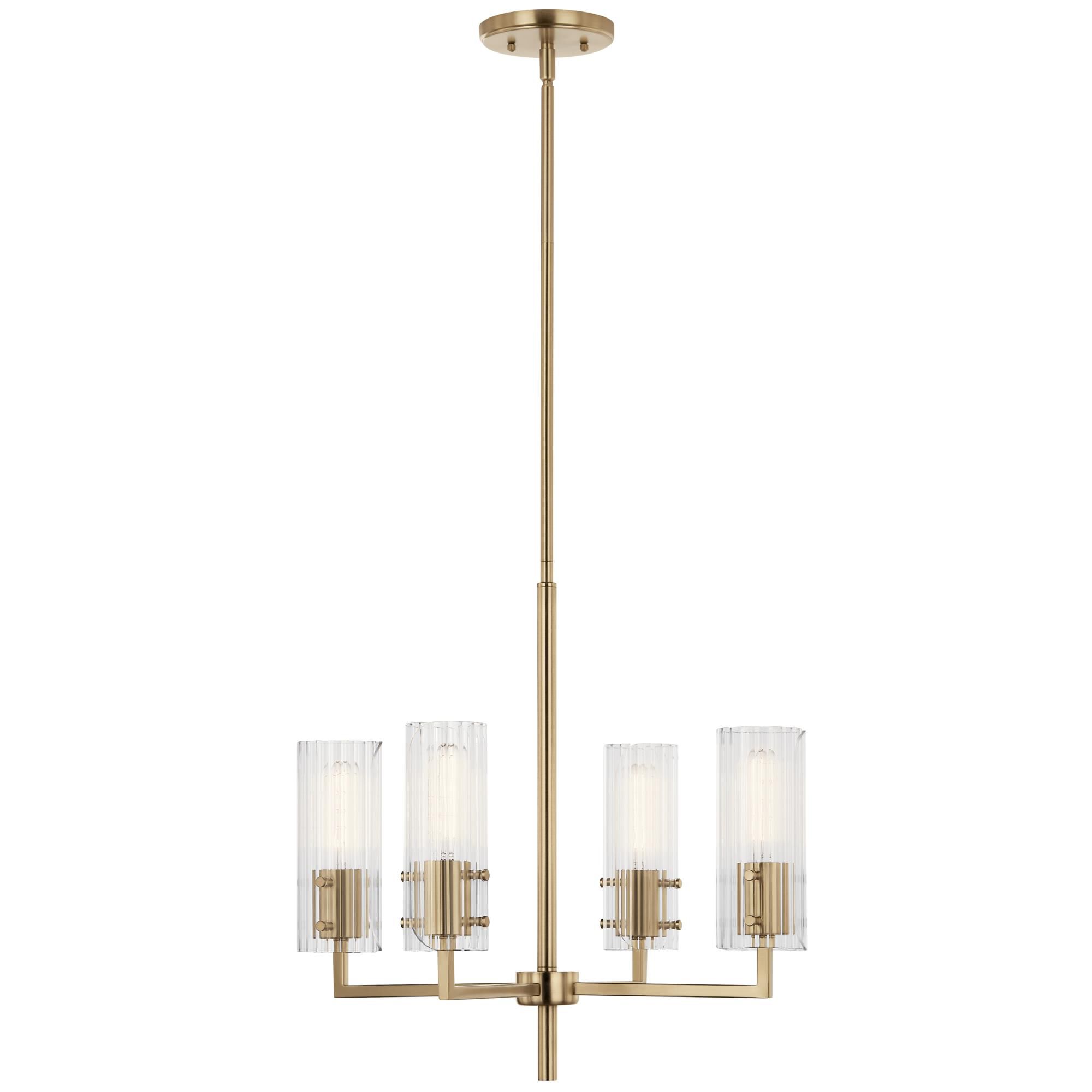 Shown in Champagne Bronze finish and Clear Fluted glass