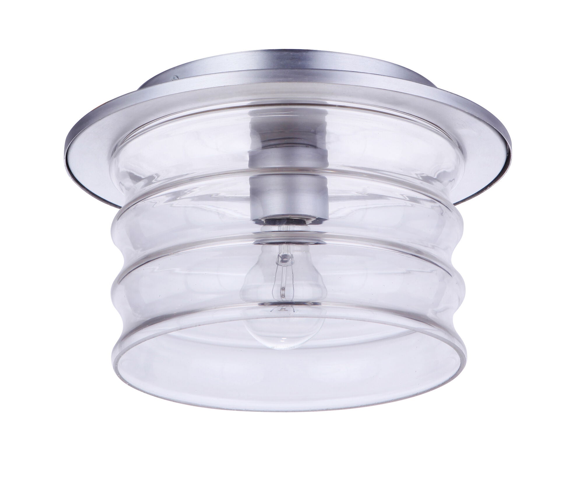 Shown in Satin Aluminum finish and Clear glass and Glass shade