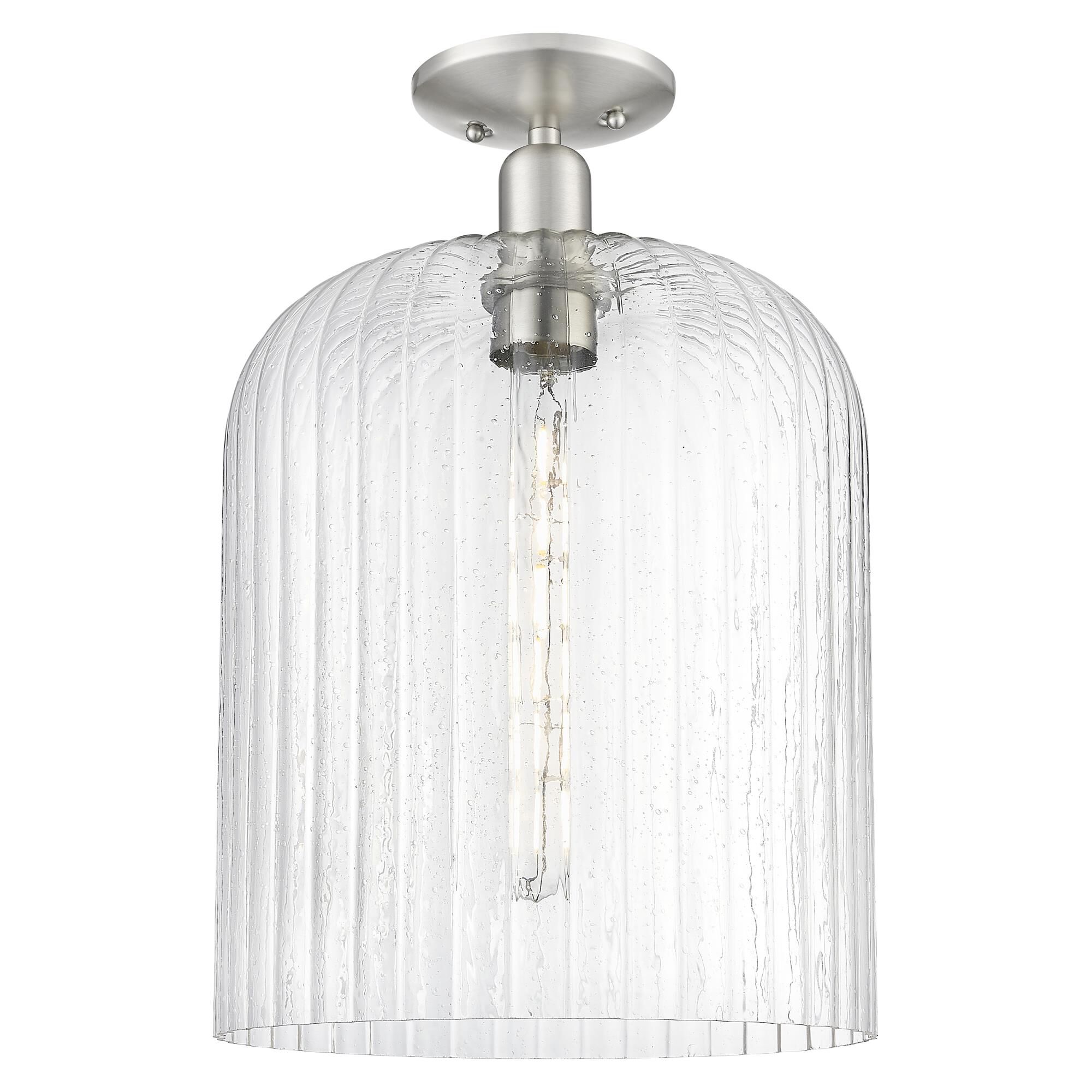 Shown in Brushed Satin Nickel finish and Seedy glass