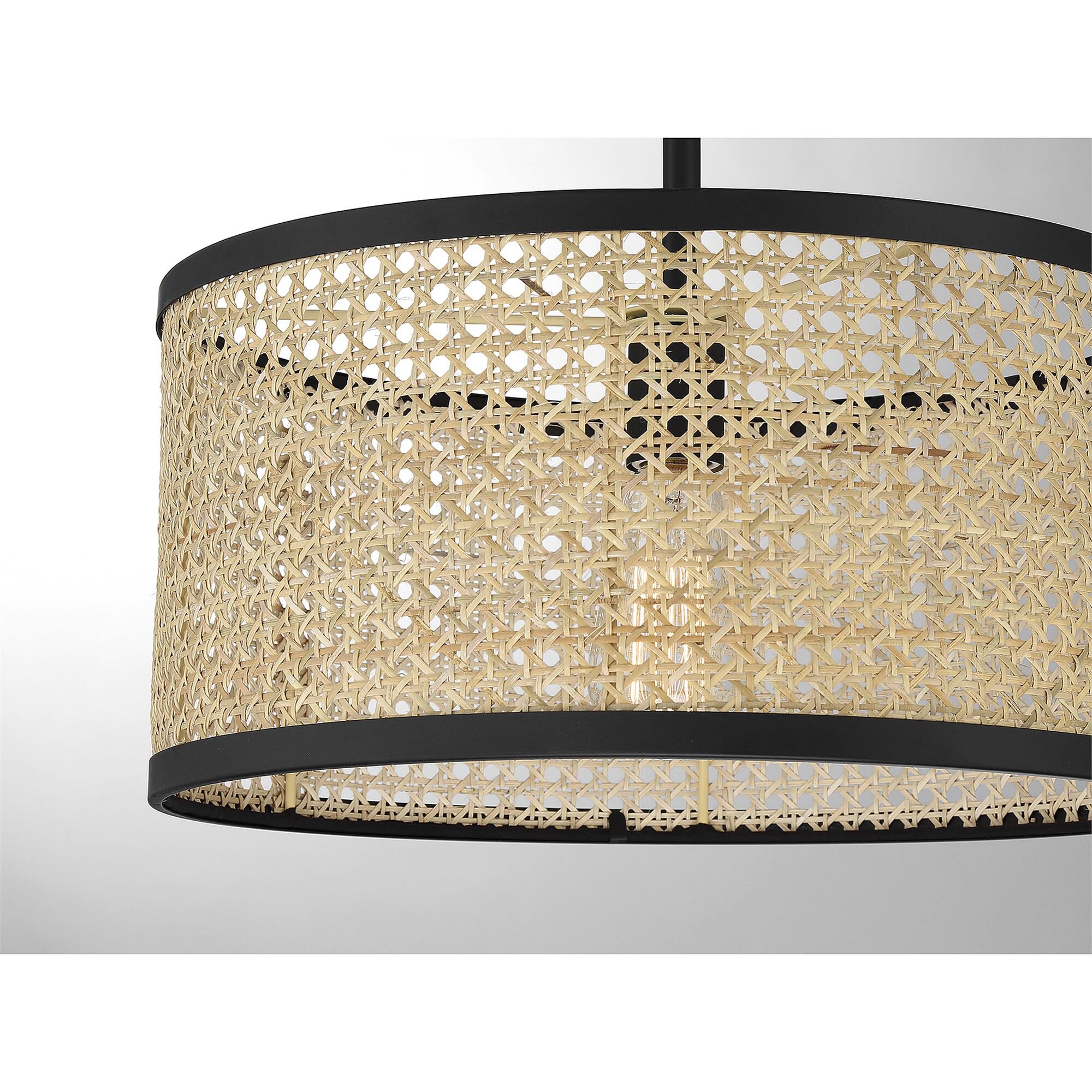 Shown in Natural Cane with Matte Black finish and Natural Cane shade