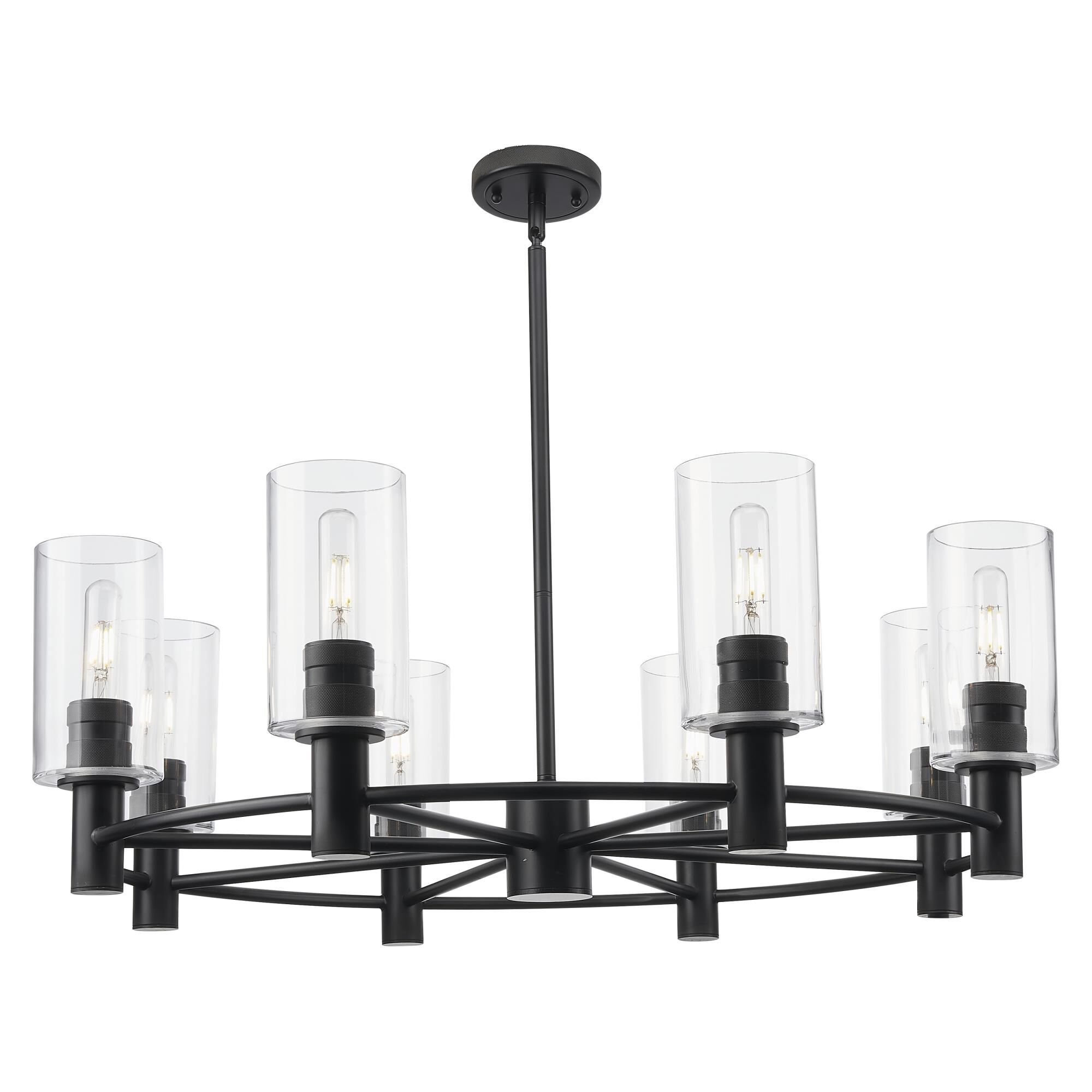 Shown in Matte Black finish and Clear glass