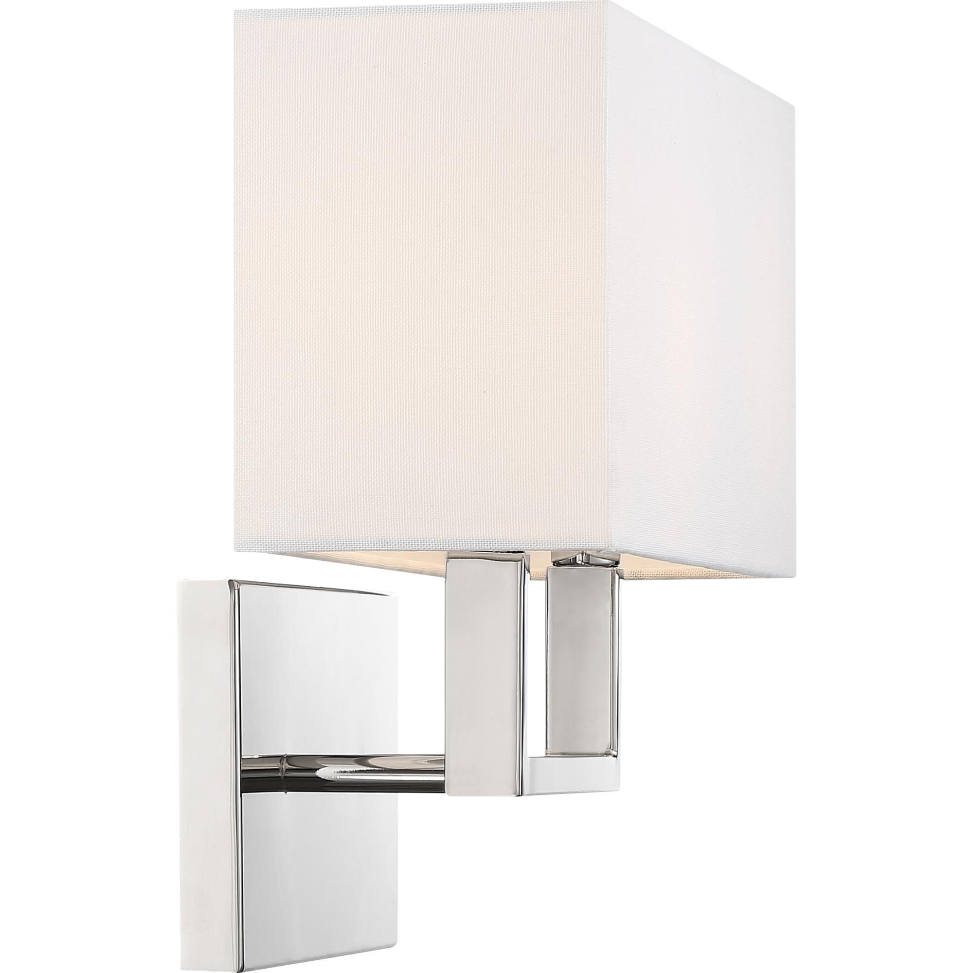 Shown in Polished Nickel finish and White Linen shade