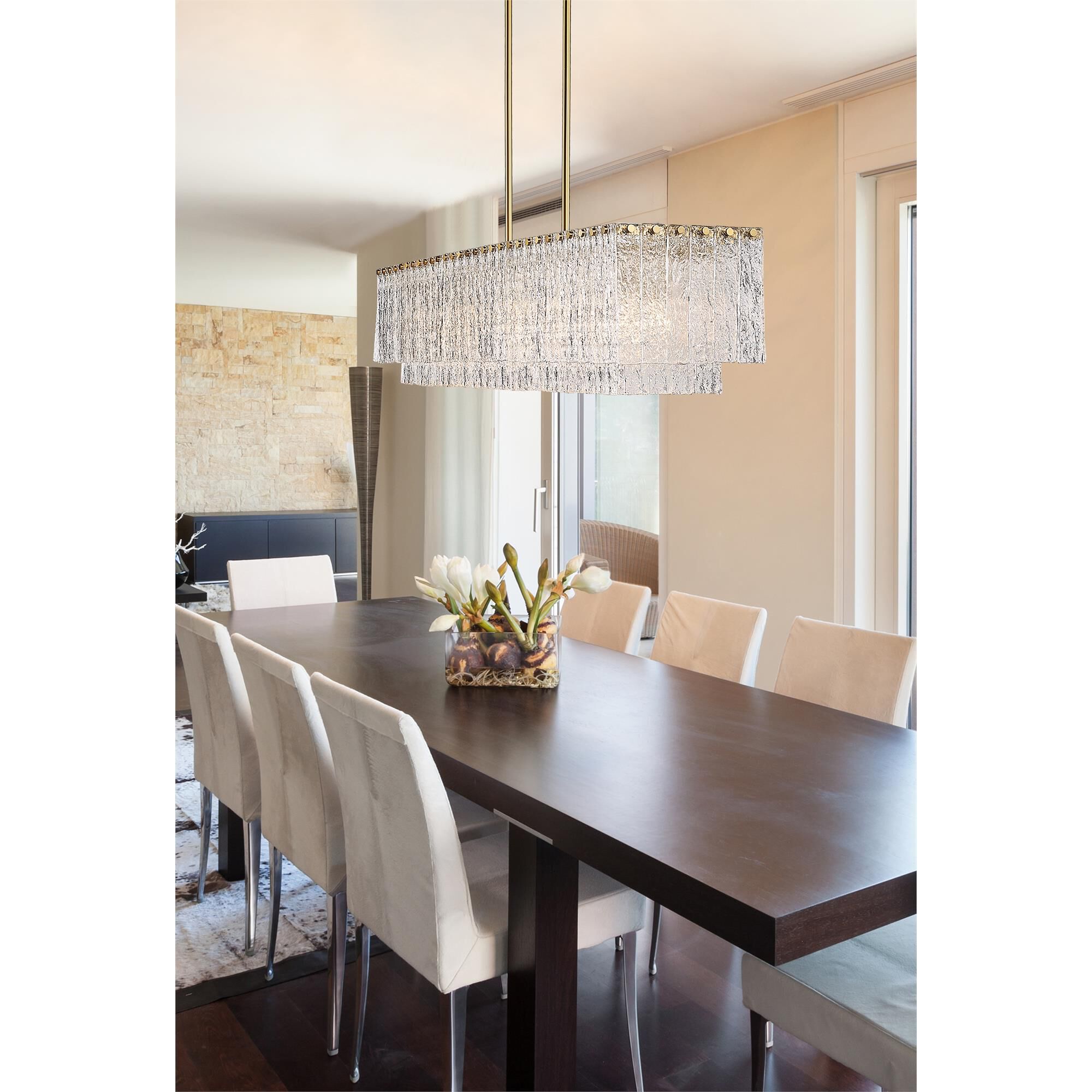 Shown in Modern Gold finish and Clear glass