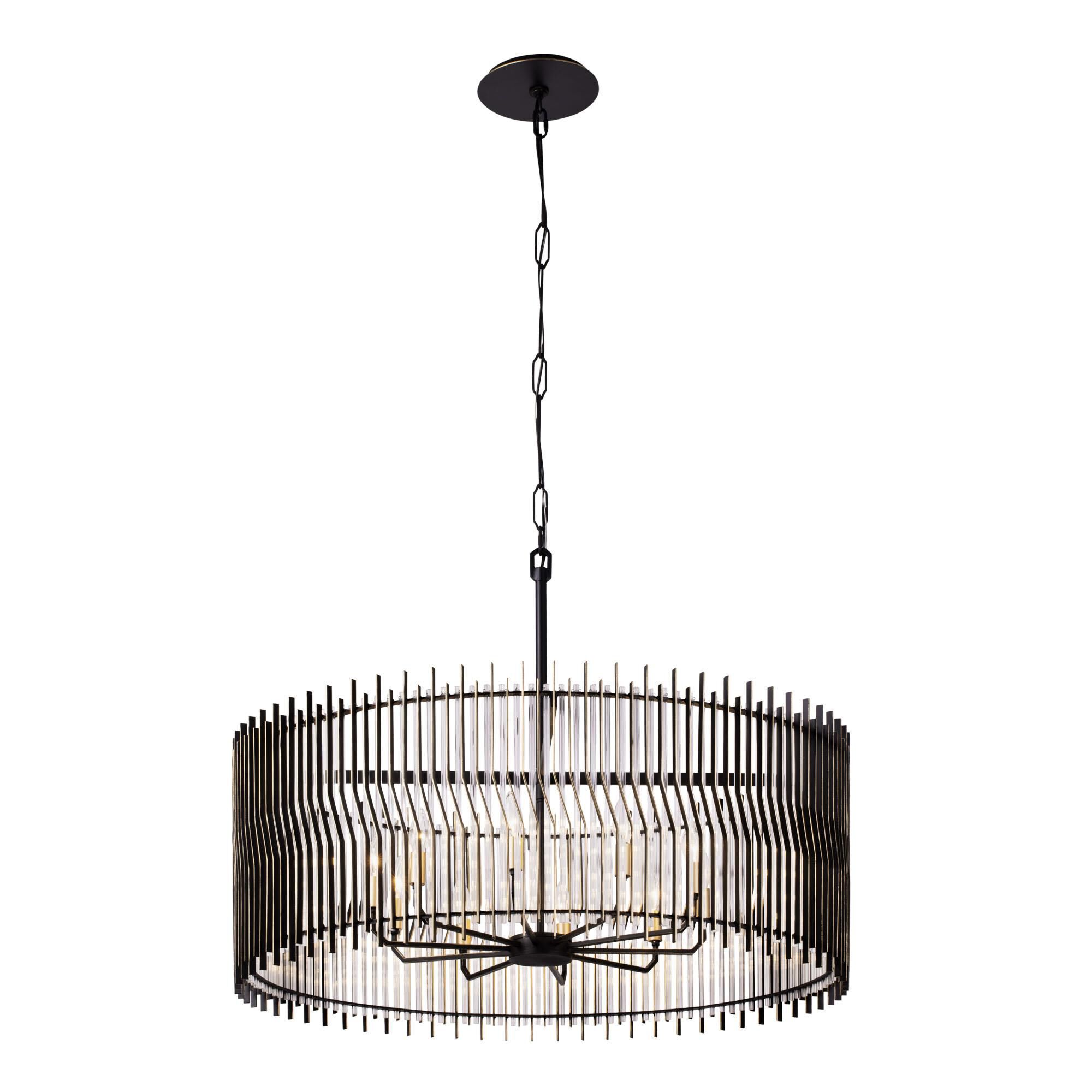Shown in Matte Black/French Gold finish and Modern Clear Fluted shade