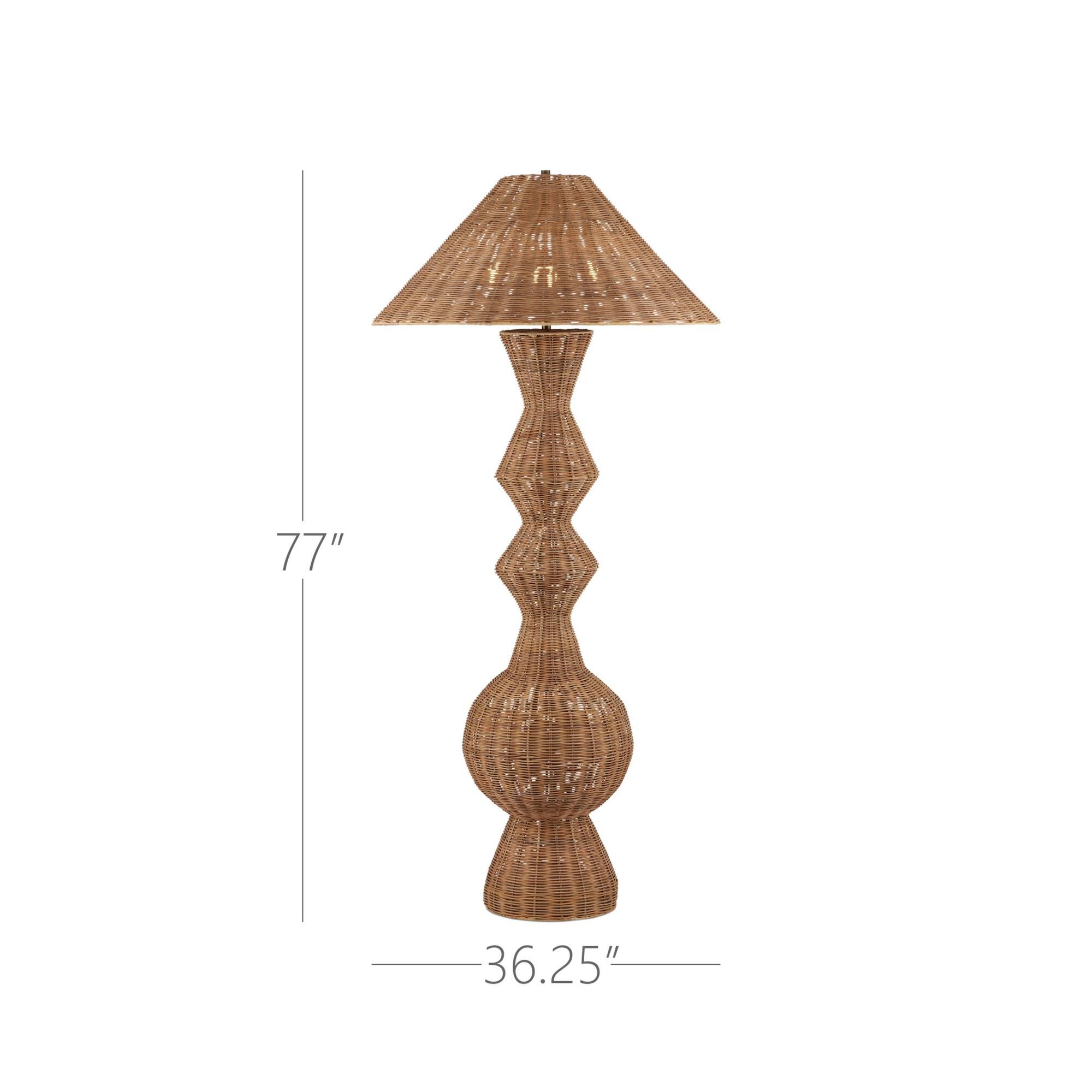 Shown in Natural finish and Natural Rattan shade