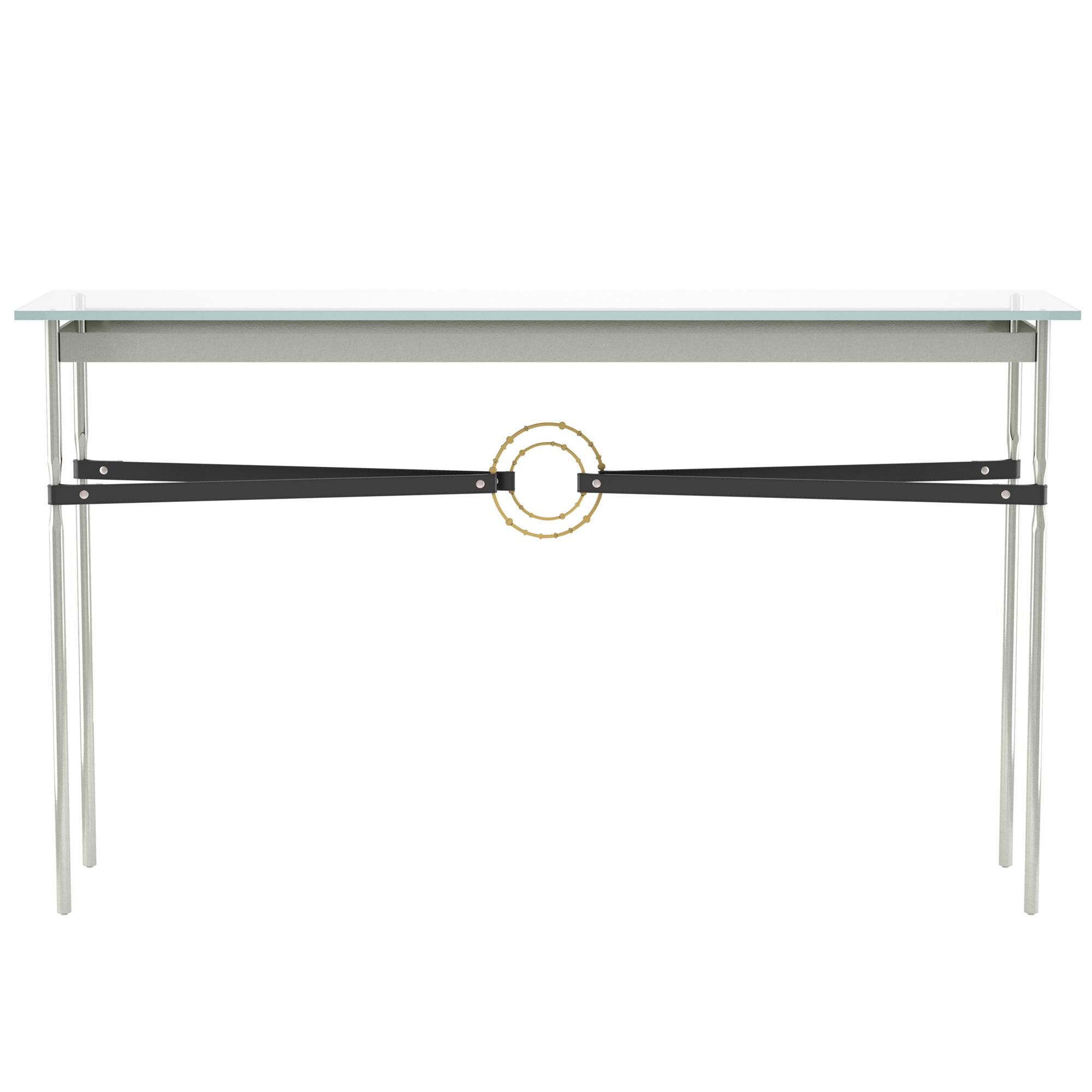 Shown in Sterling finish and Modern Brass with Leather Black  accent