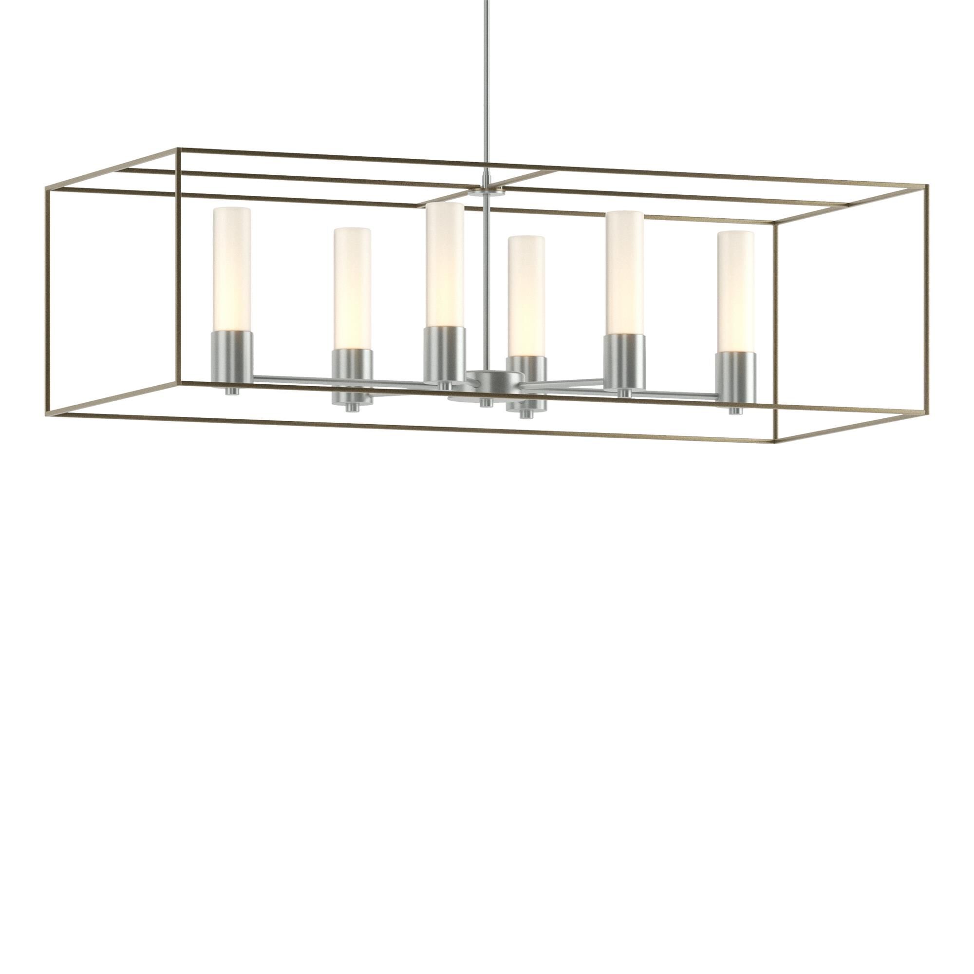Shown in Vintage Platinum finish and Opal glass and Soft Gold accent