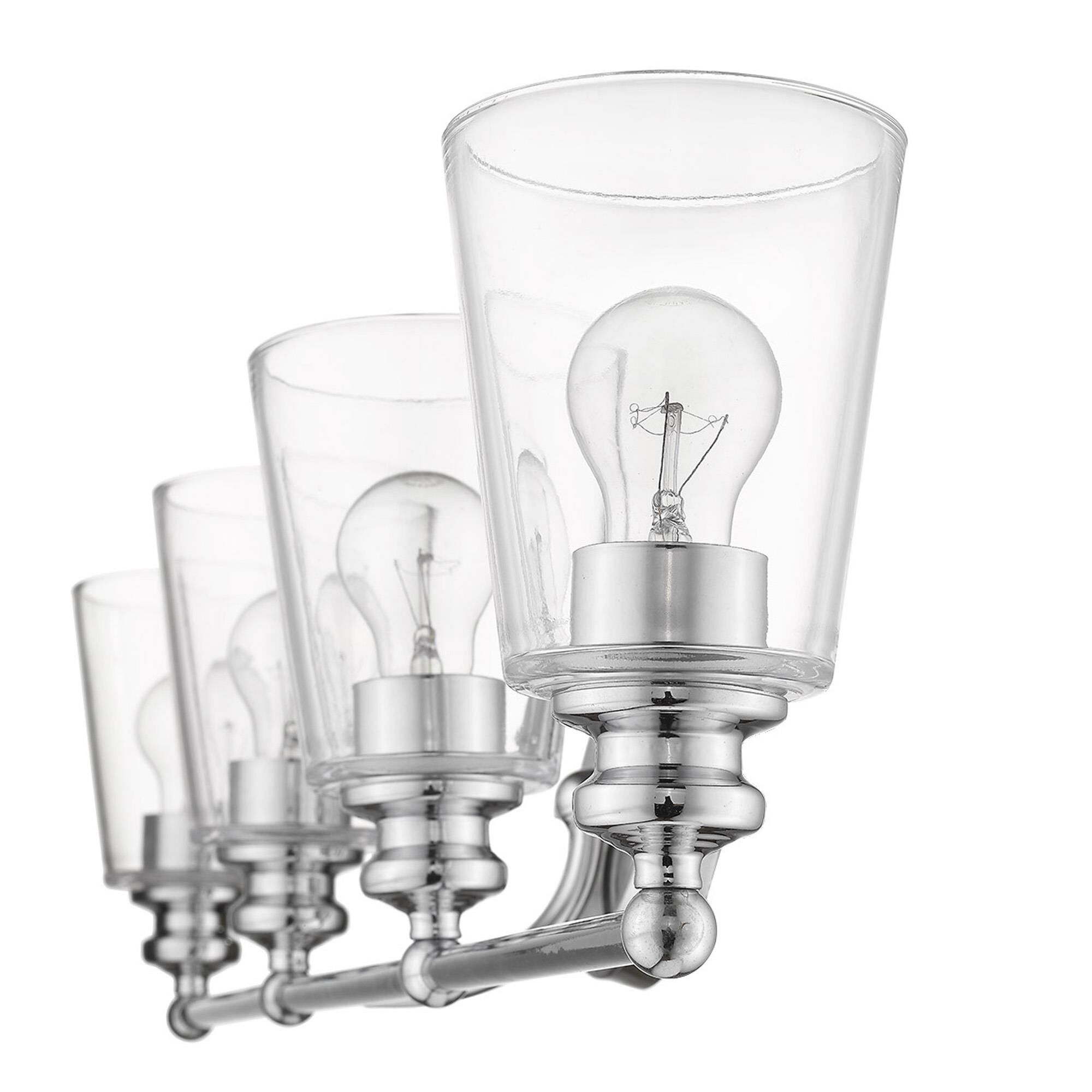 Shown in Chrome finish and Clear glass and Clear, Cone Shaped Glass shade