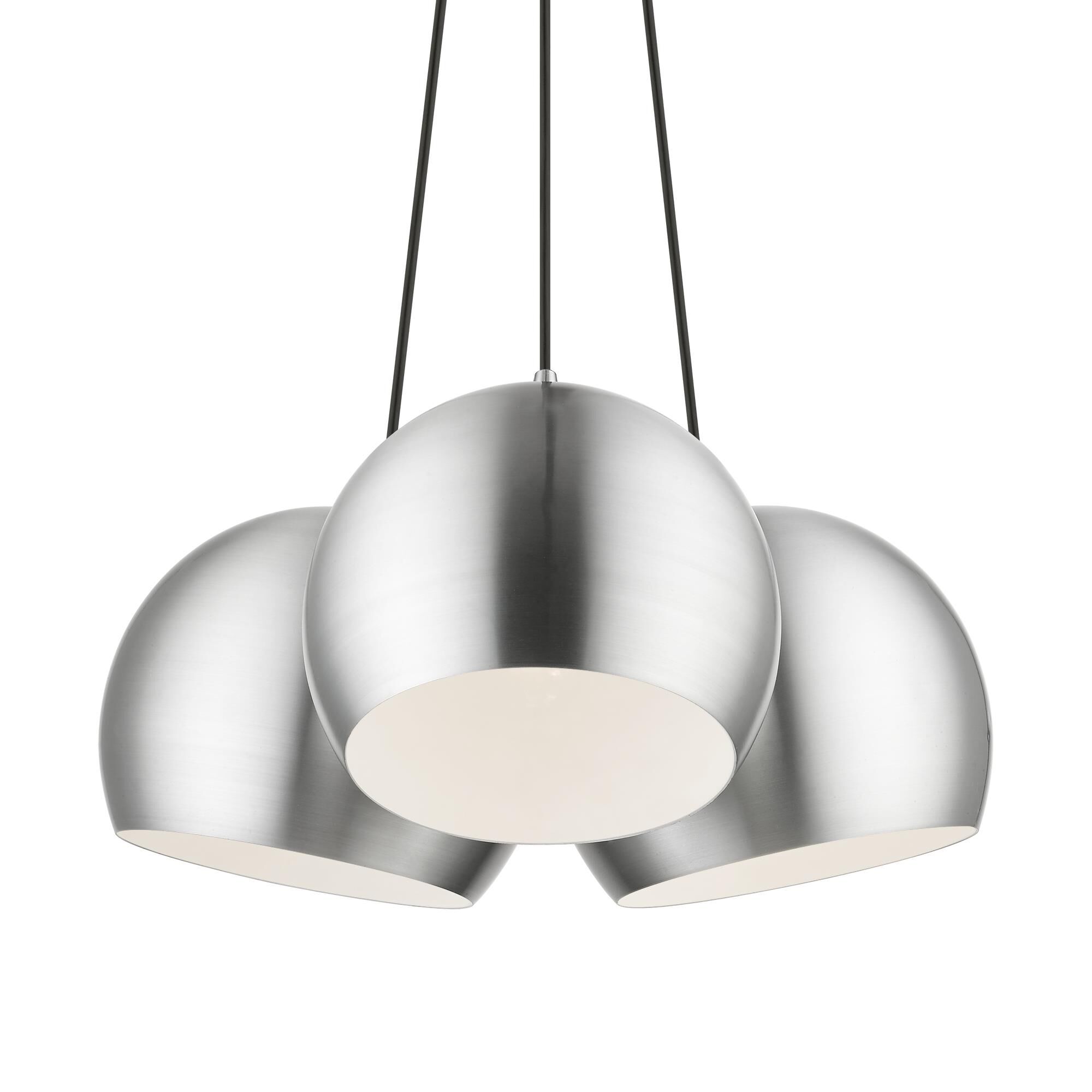 Shown in Brushed Aluminum with Polished Chrome Accents finish and Brushed Aluminum with Shiny White Inside shade