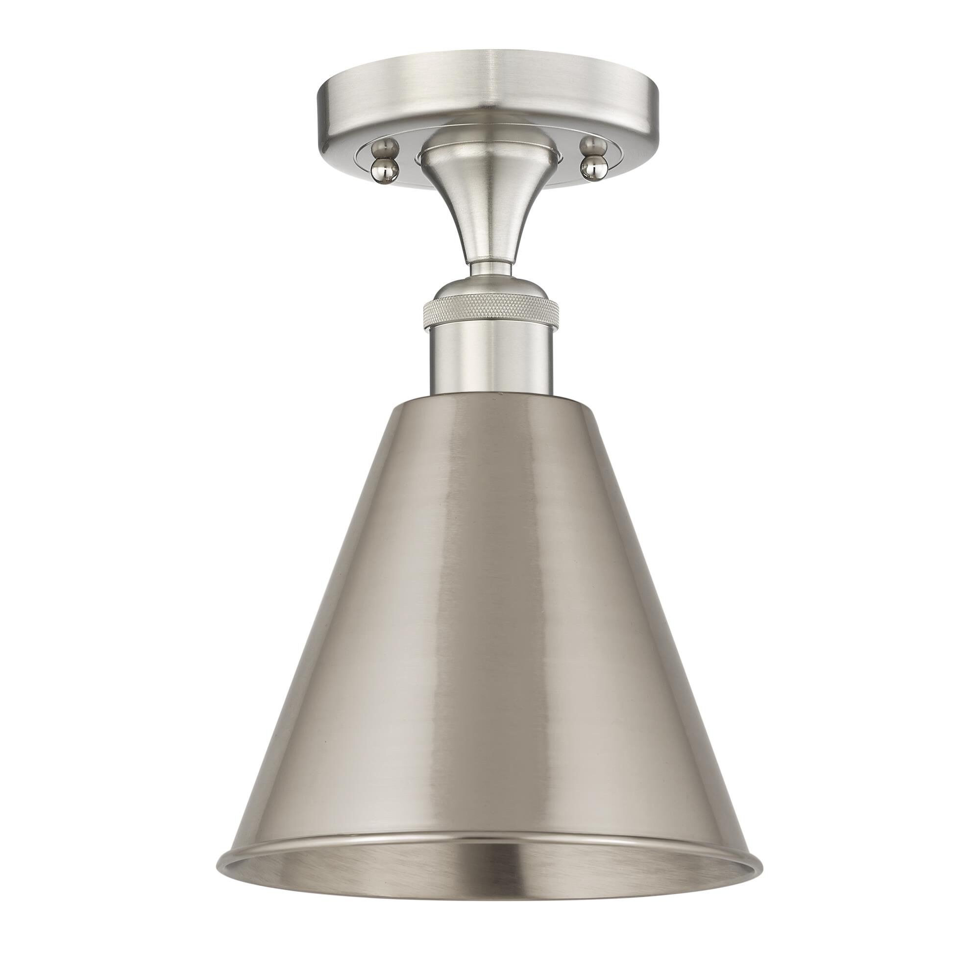 Shown in Brushed Satin Nickel finish and Brushed Satin Nickel shade
