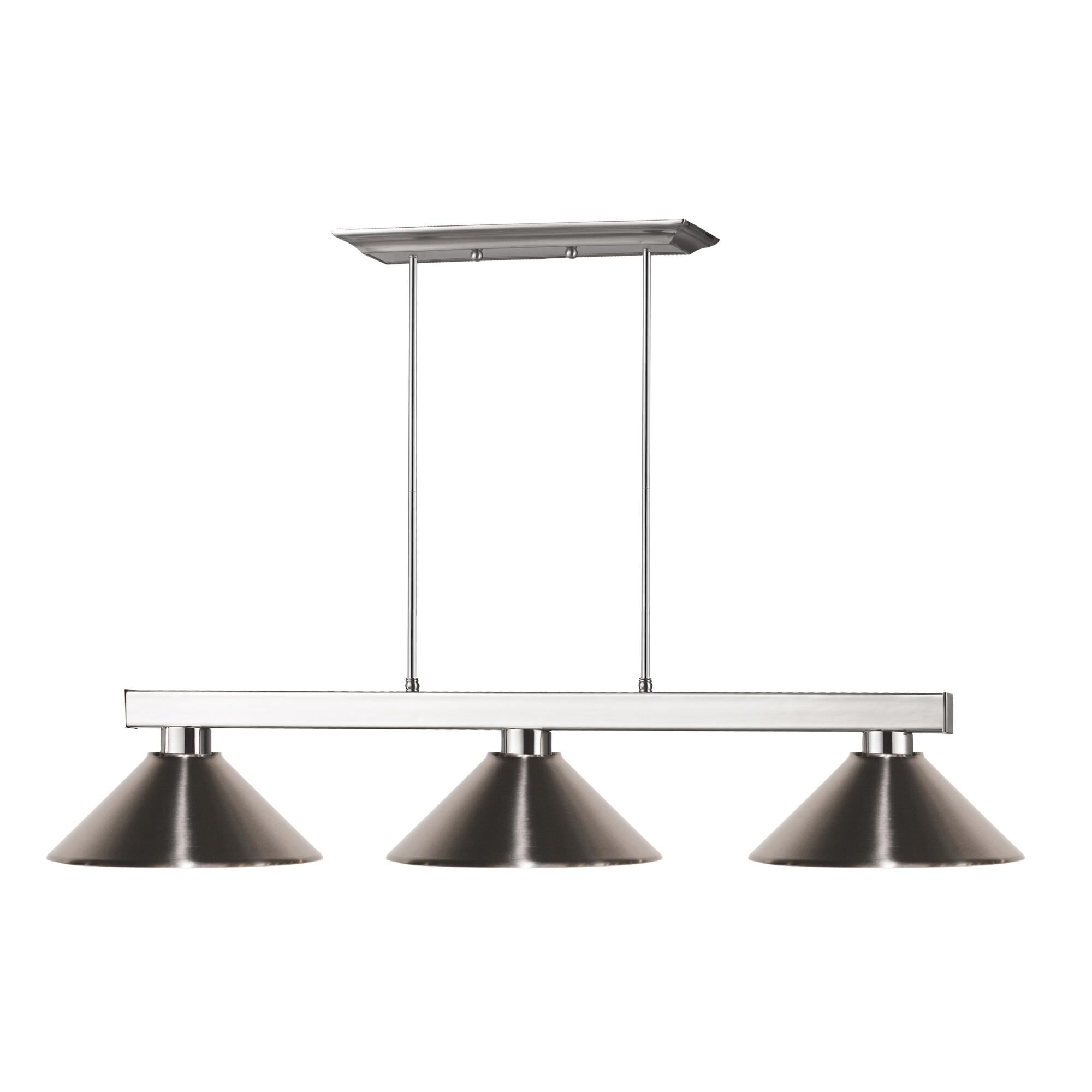 Shown in Brushed Nickel finish and Steel glass and Steel shade