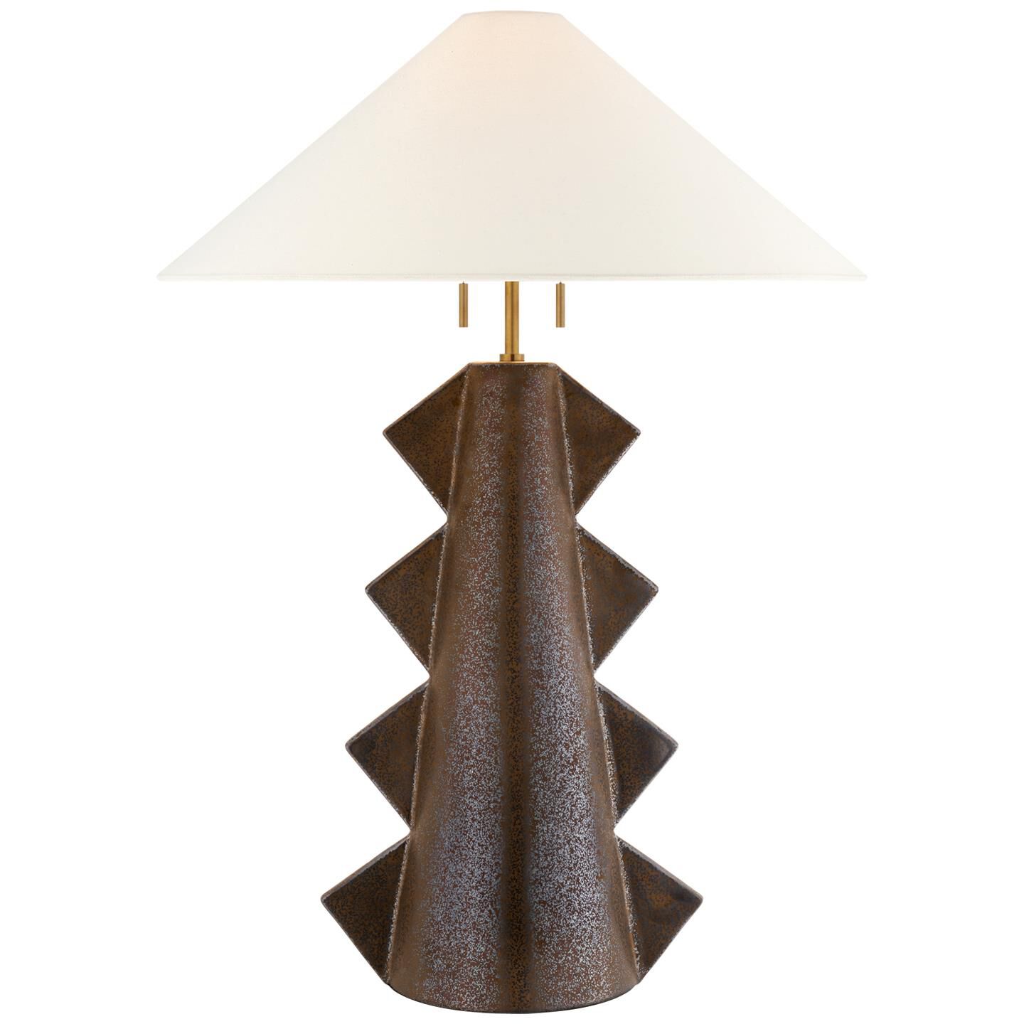 Shown in Crystal Bronze finish and Linen shade