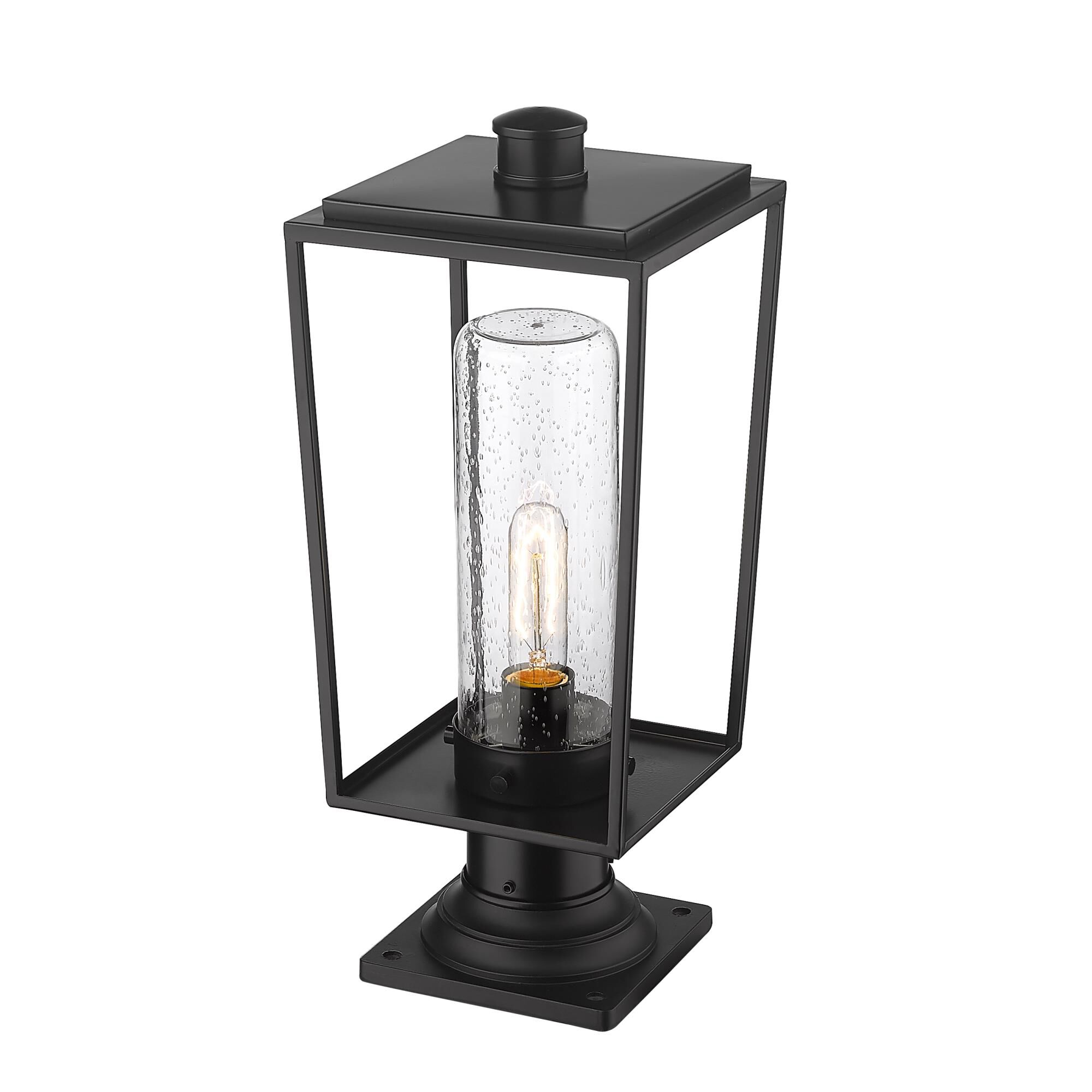 Shown in Black finish and Glass shade