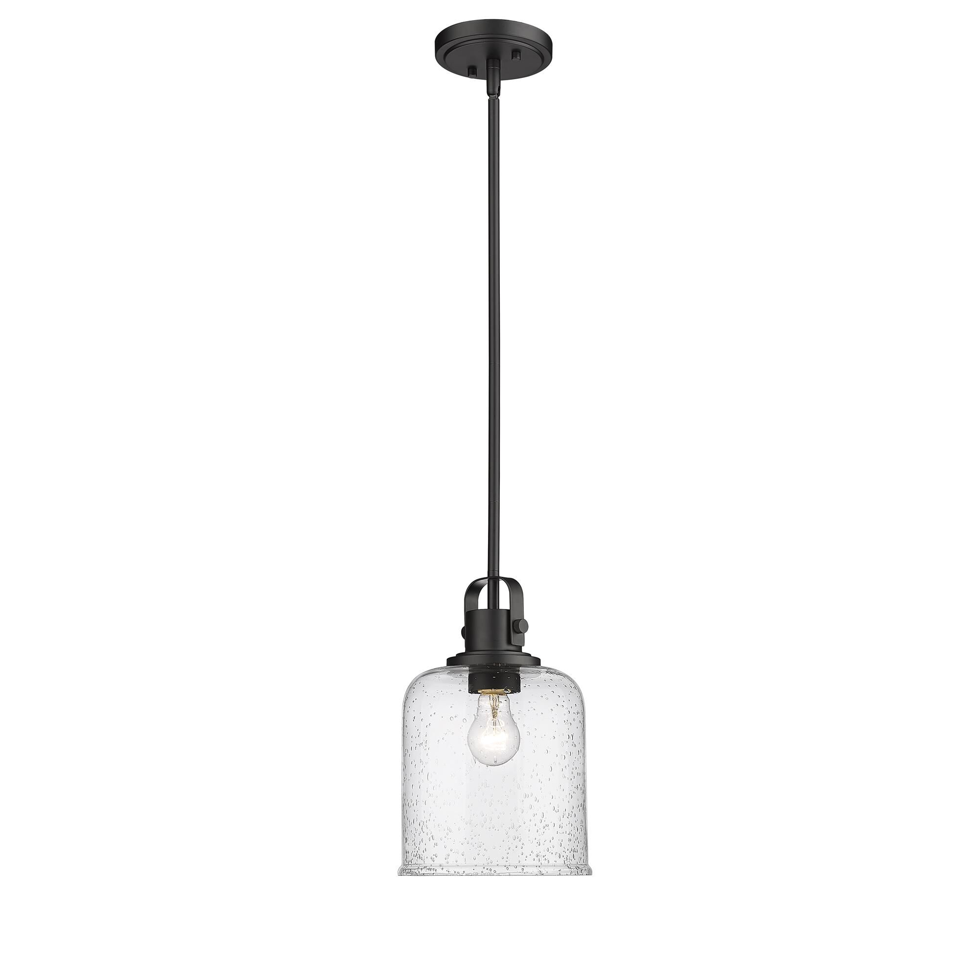Shown in Matte Black finish and Glass shade