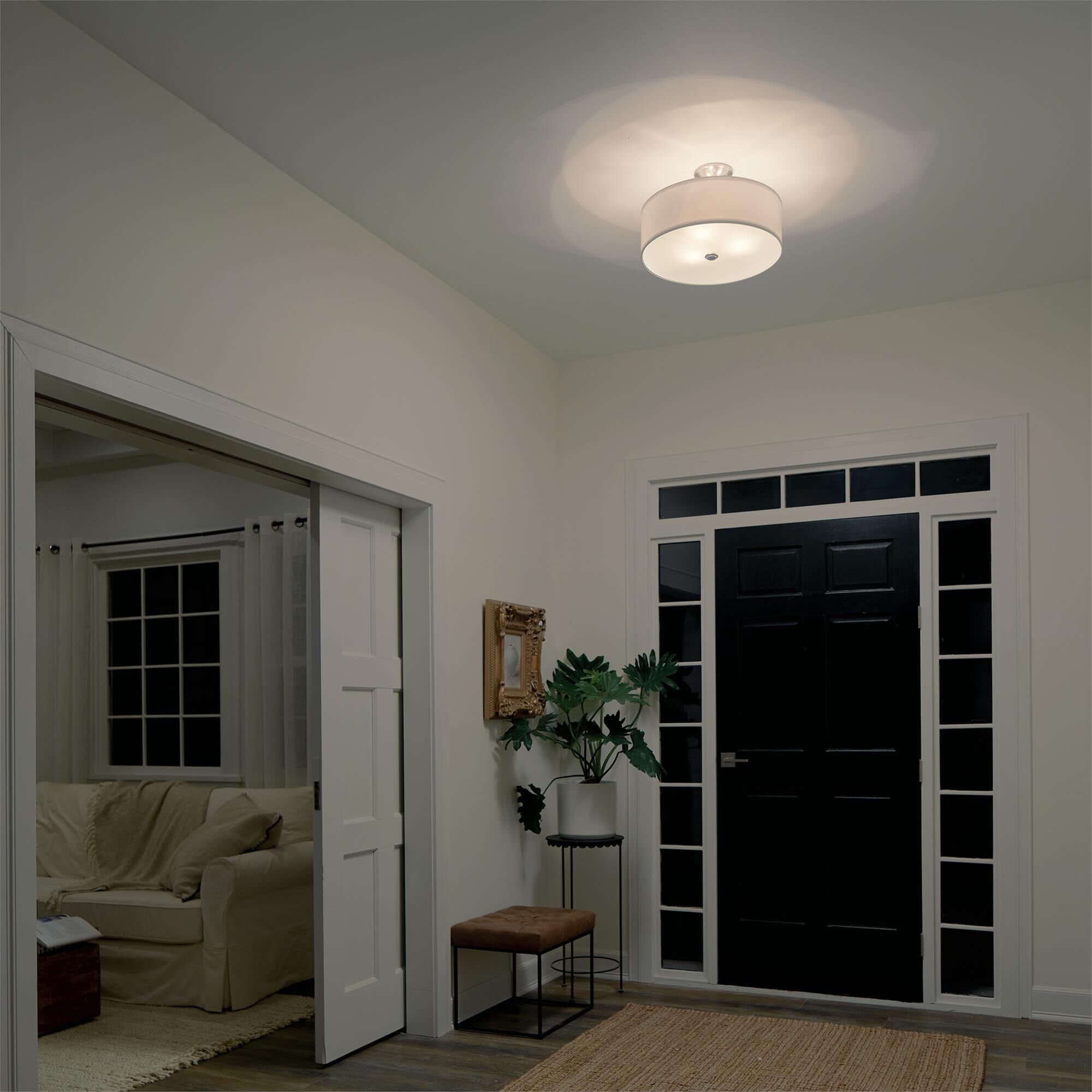 Shown in Brushed Nickel finish and Satin Etched Diffuser glass