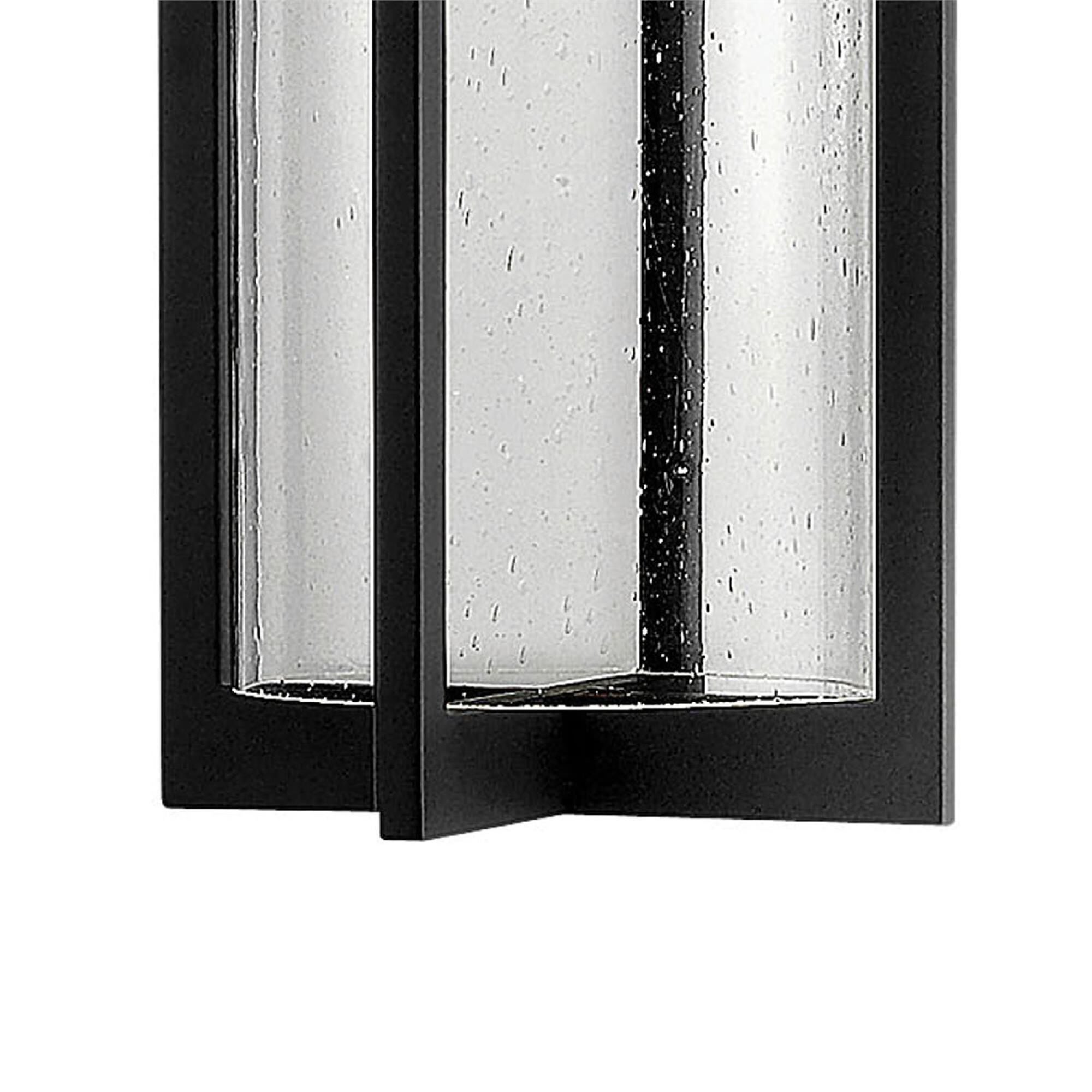 Shown in Black finish and Clear Seedy glass
