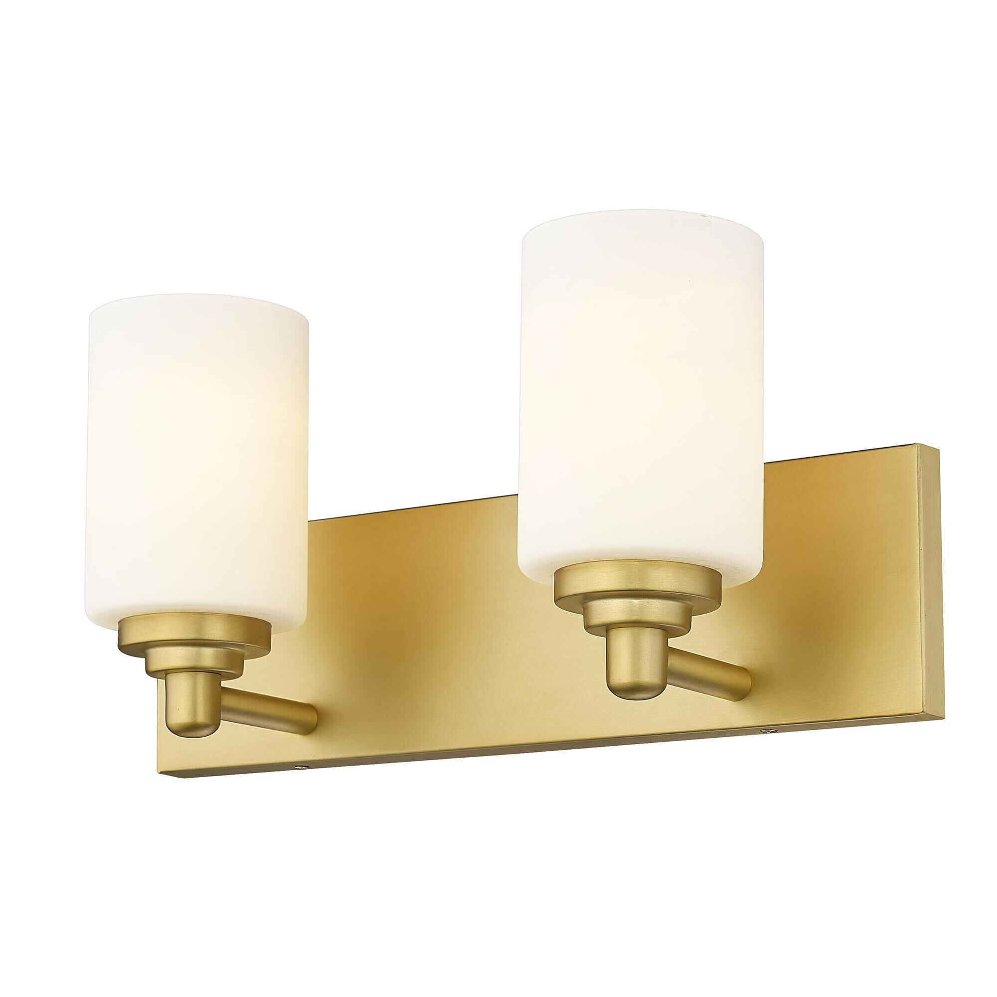 Shown in Brushed Gold finish and White glass