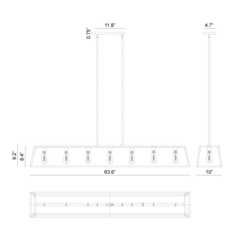Candor 63 Inch 7 Light Linear Suspension Light by Matteo Lighting