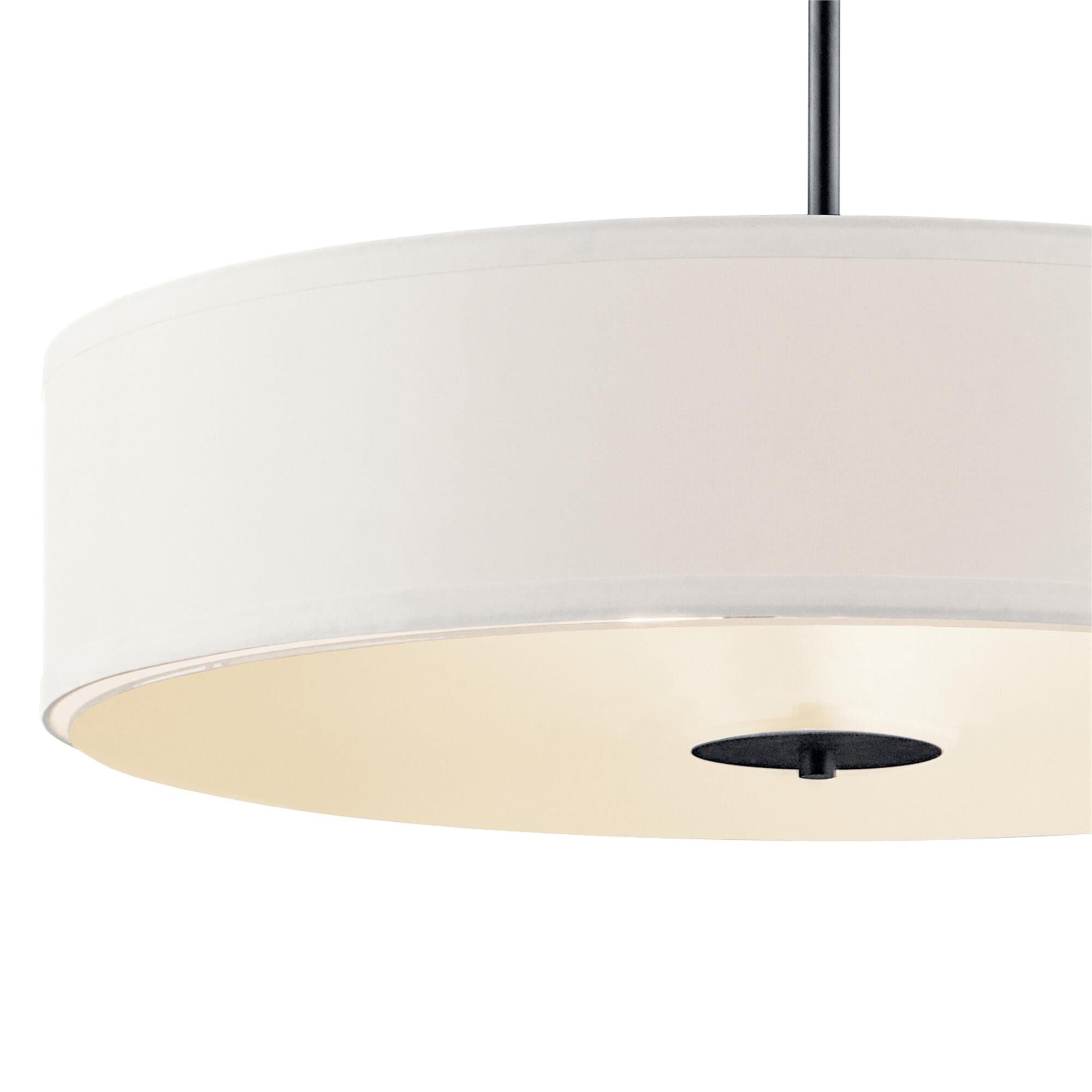 Shown in Black finish and Satin Etched glass and White Microfiber shade
