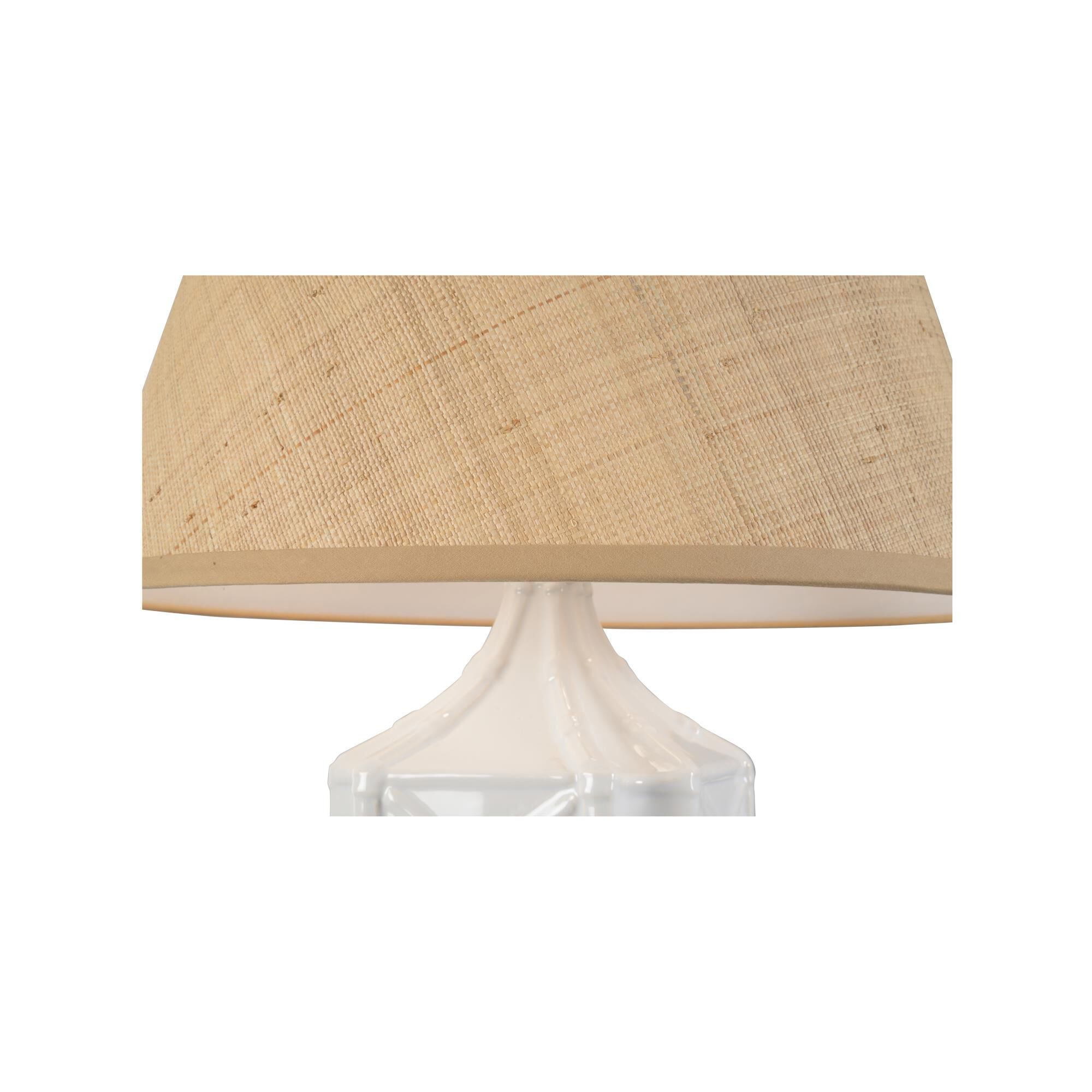 Shown in White and Cream finish and Raffia shade