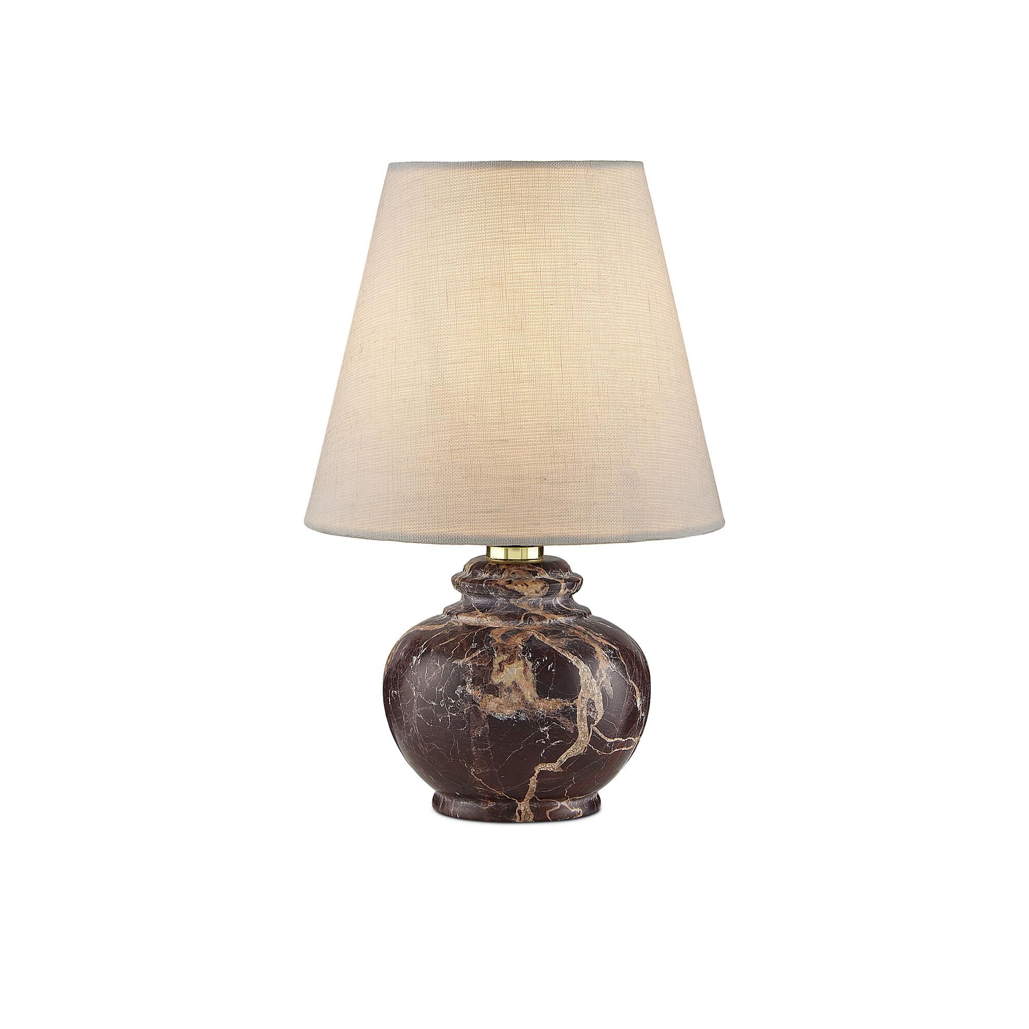 Shown in Oxblood finish and Off-White Linen shade