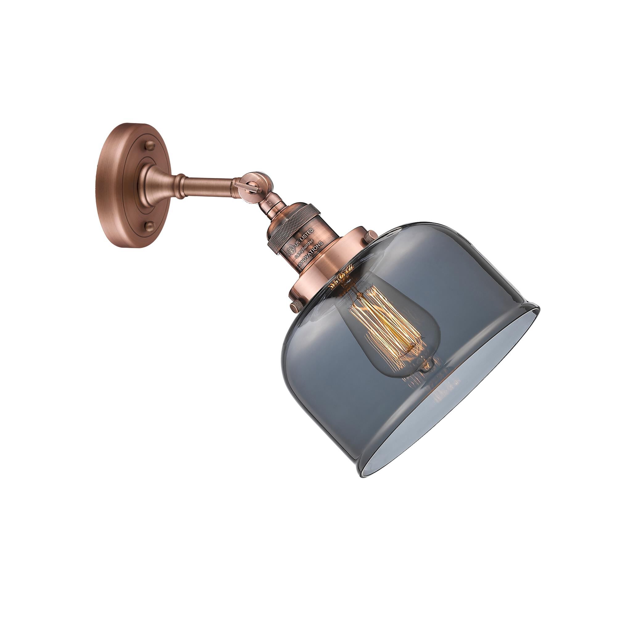 Shown in Antique Copper finish and Plated Smoked glass and None accent