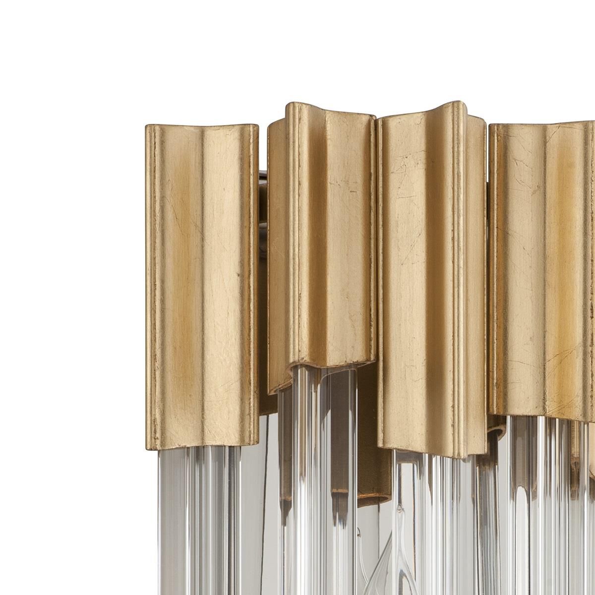 Shown in Gold Leaf finish and Clear glass and Crystal shade