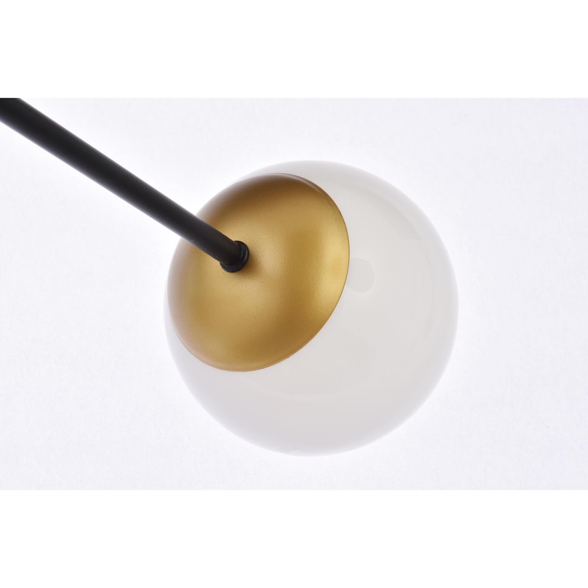 Shown in Black and Brass finish and White glass