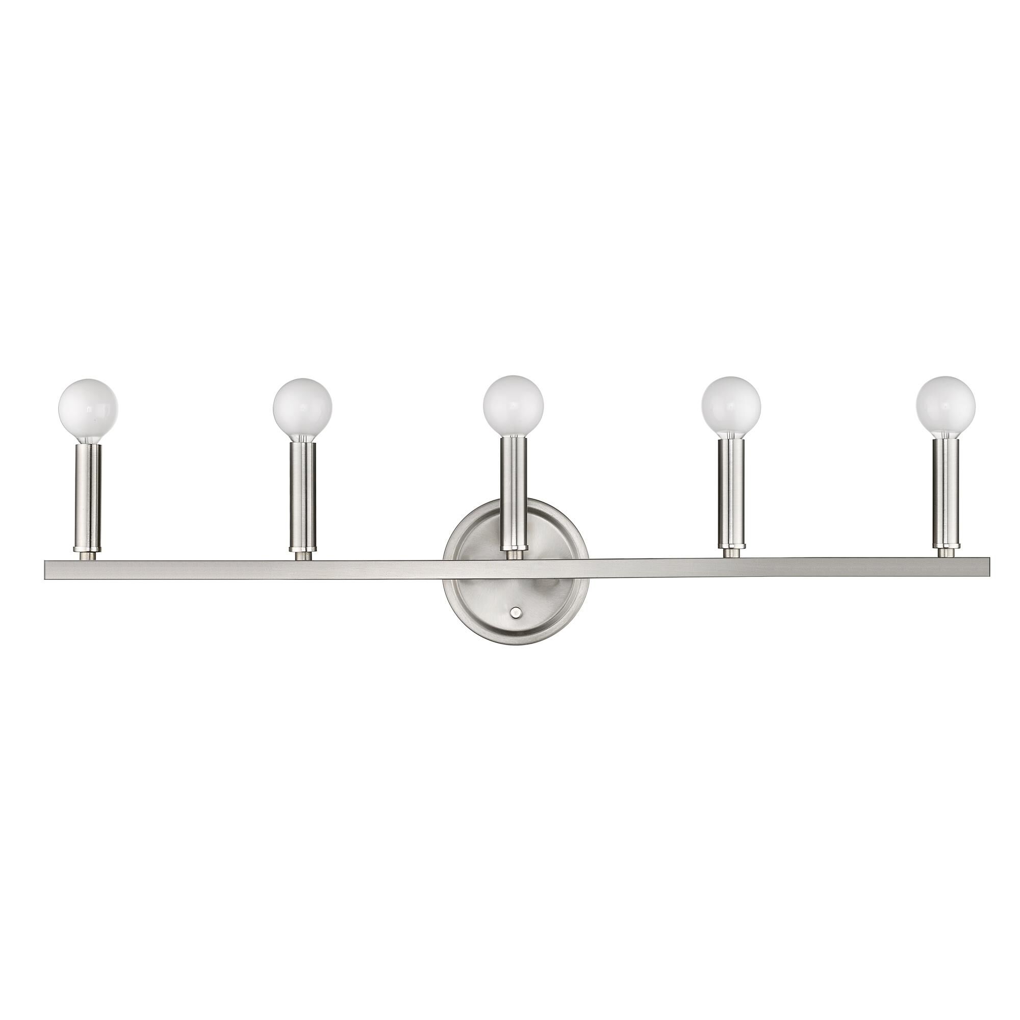 Shown in Satin Nickel finish and -- glass and -- shade