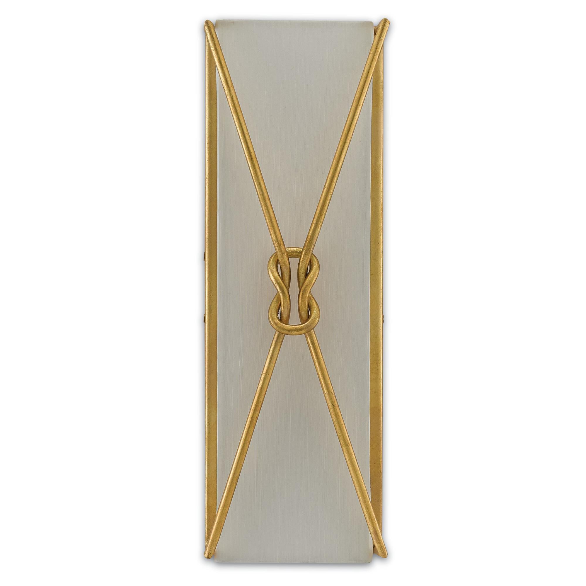 Shown in Contemporary Gold Leaf finish and Off White Shantung shade