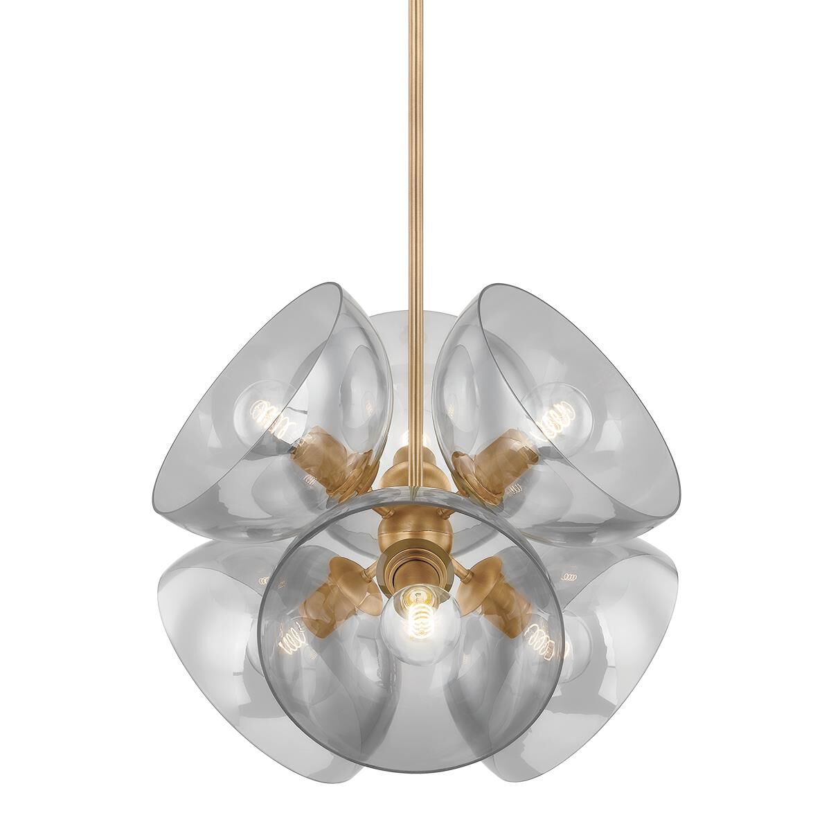 Shown in Patina Brass finish and Smokey glass