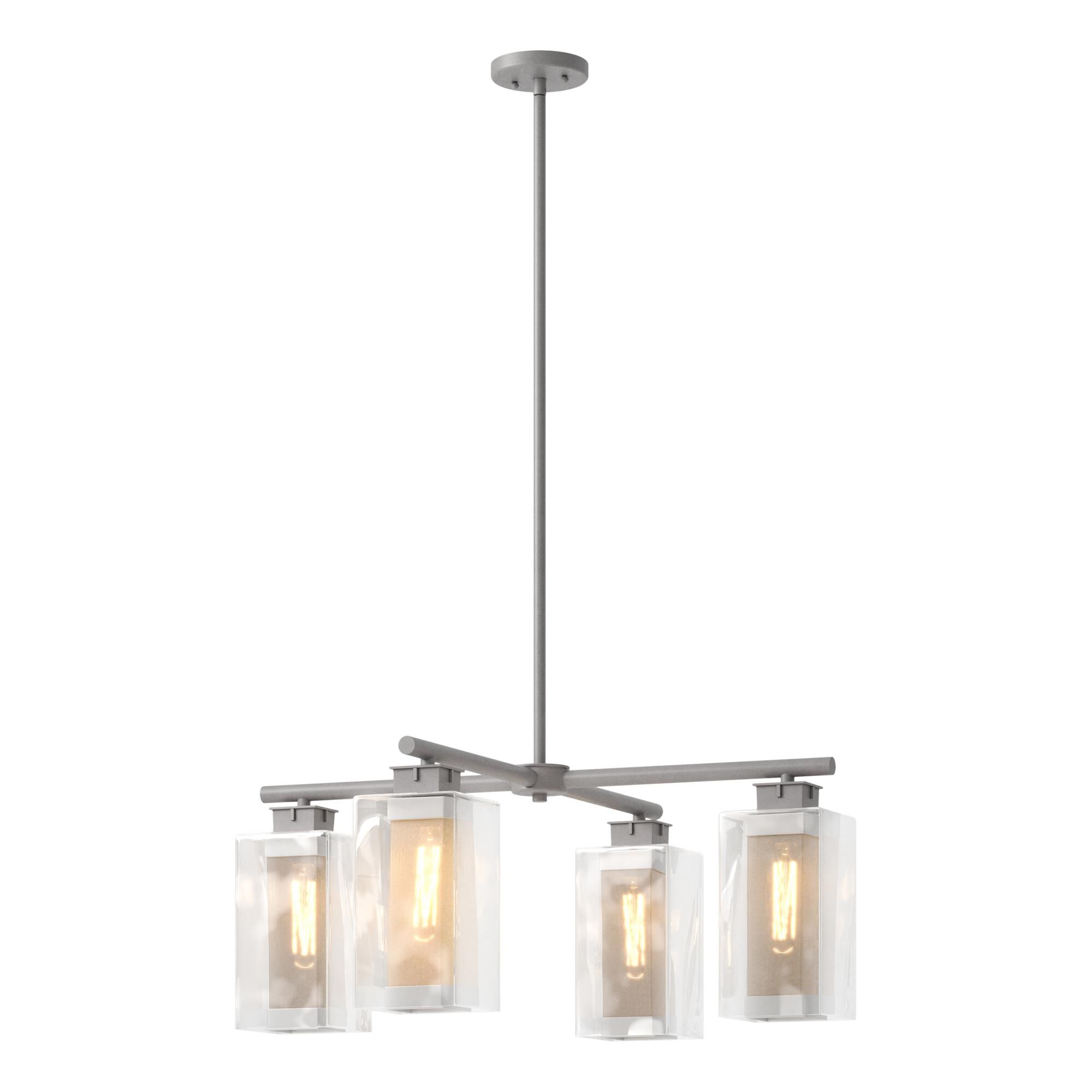 Shown in Coastal Burnished Steel finish and Clear glass and Outdoor Silver accent