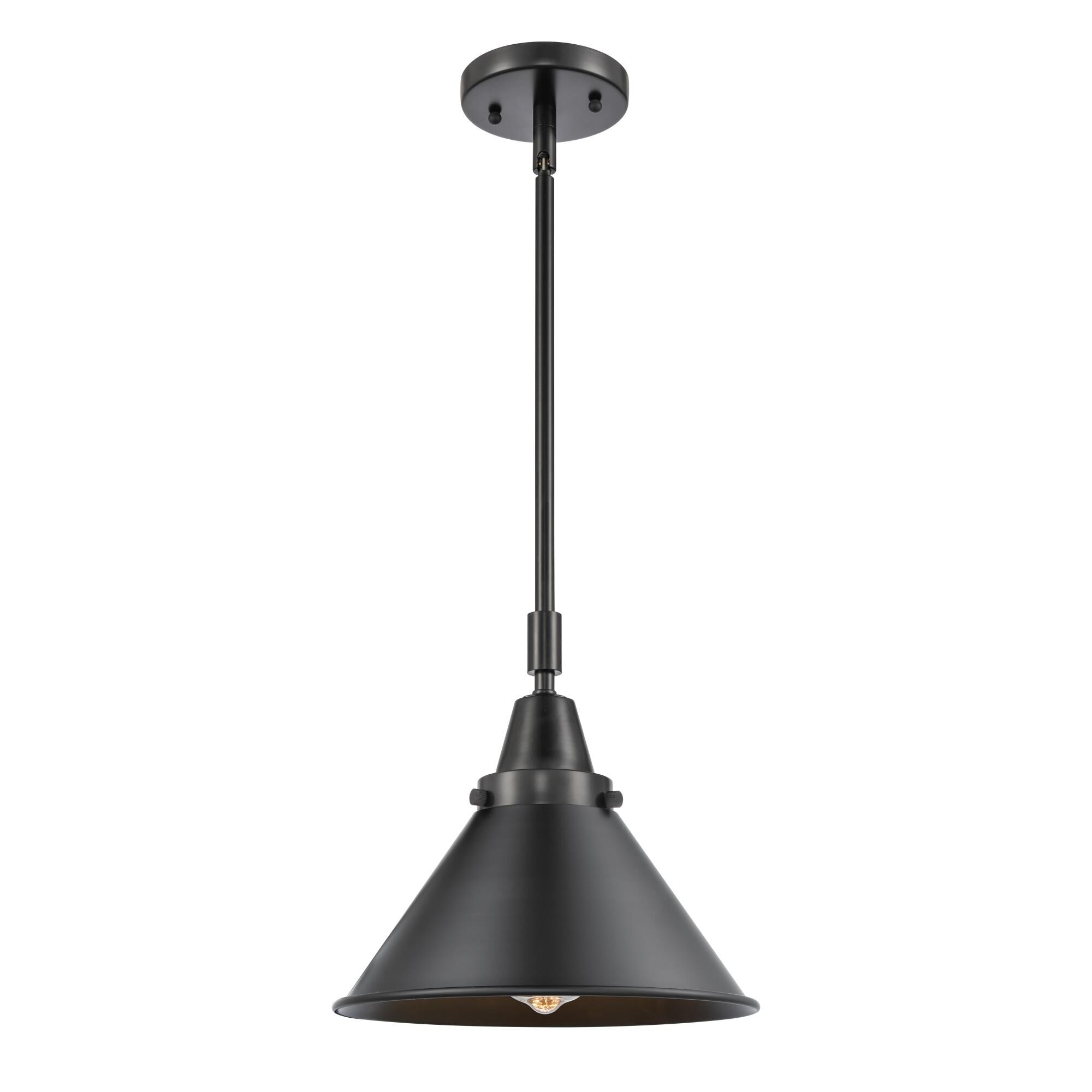 Shown in Matte Black finish and No Glass glass and Matte Black Briarcliff shade