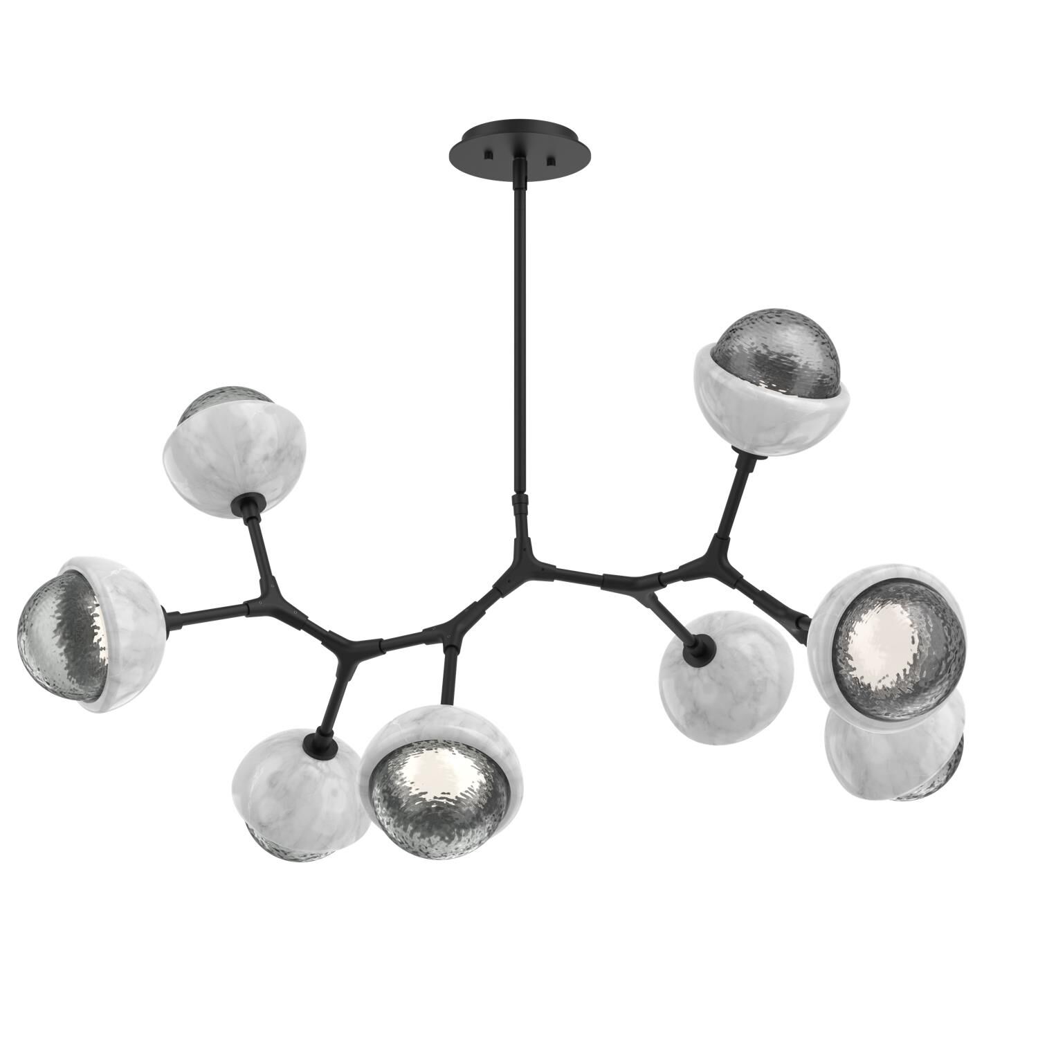 Shown in Matte Black finish and Smoke glass and White Marble accent