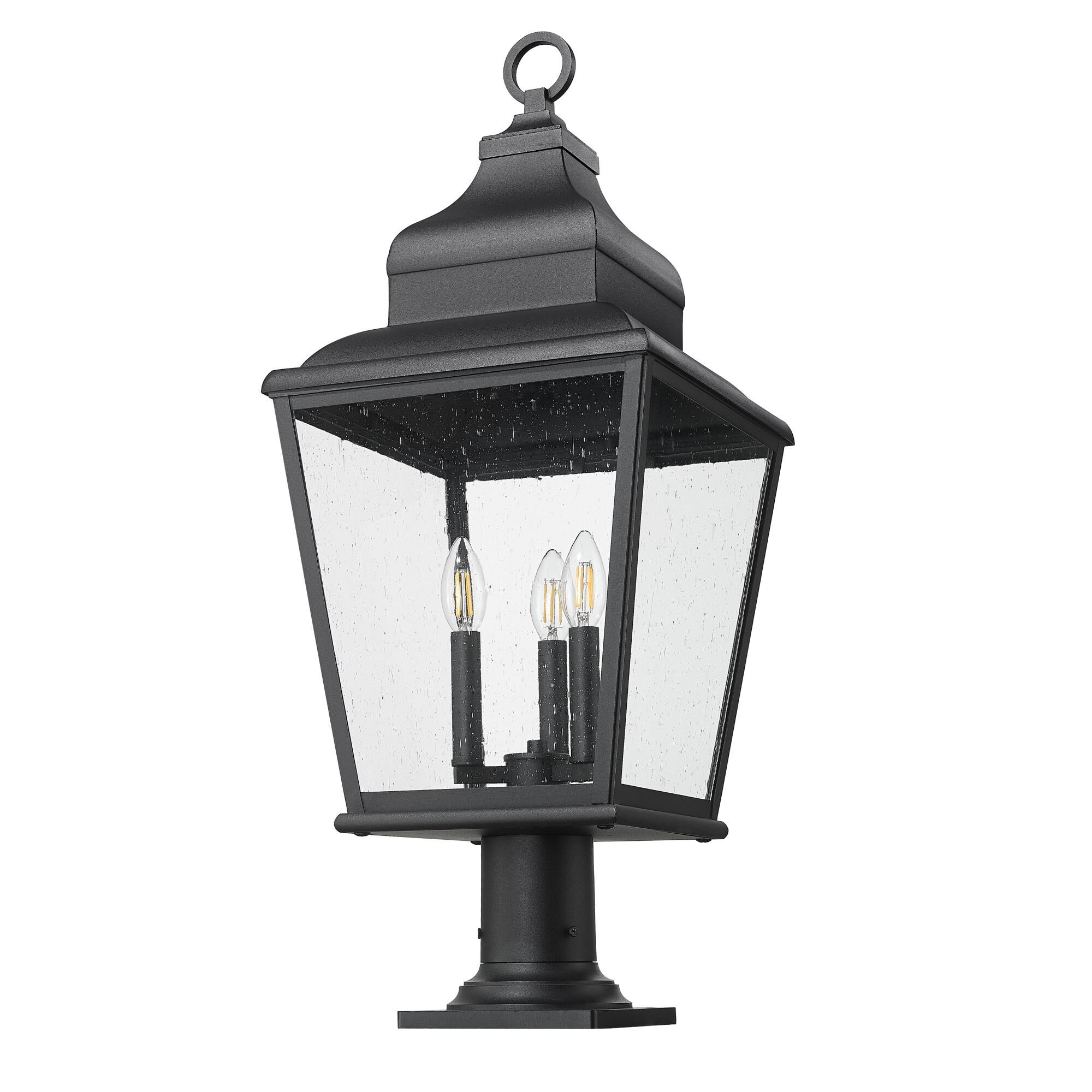 Shown in Sand Black finish and Clear Seedy glass