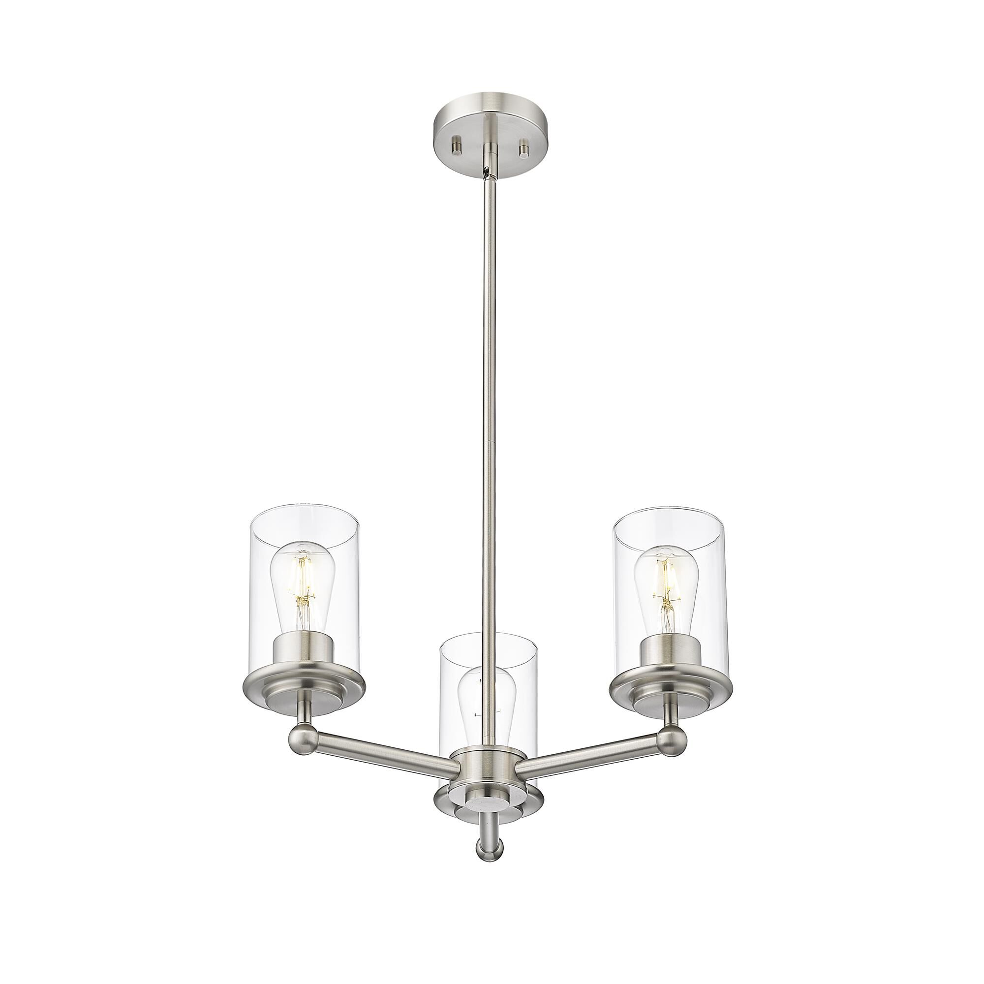 Shown in Brushed Nickel finish and Clear glass