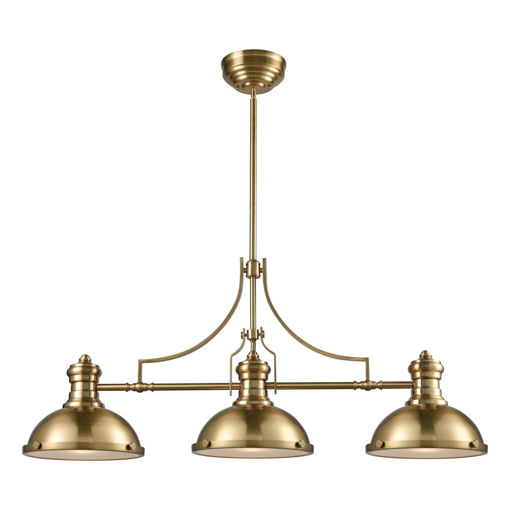 Shown in Satin Brass finish and Frosted glass