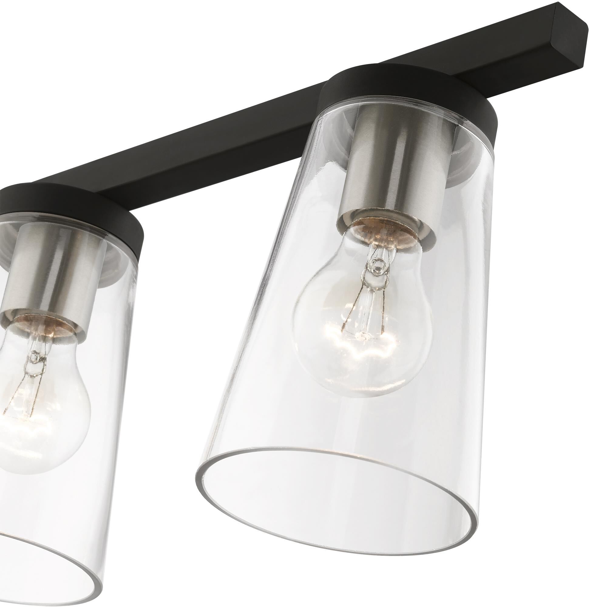 Shown in Black with Brushed Nickel Accents finish and Clear glass