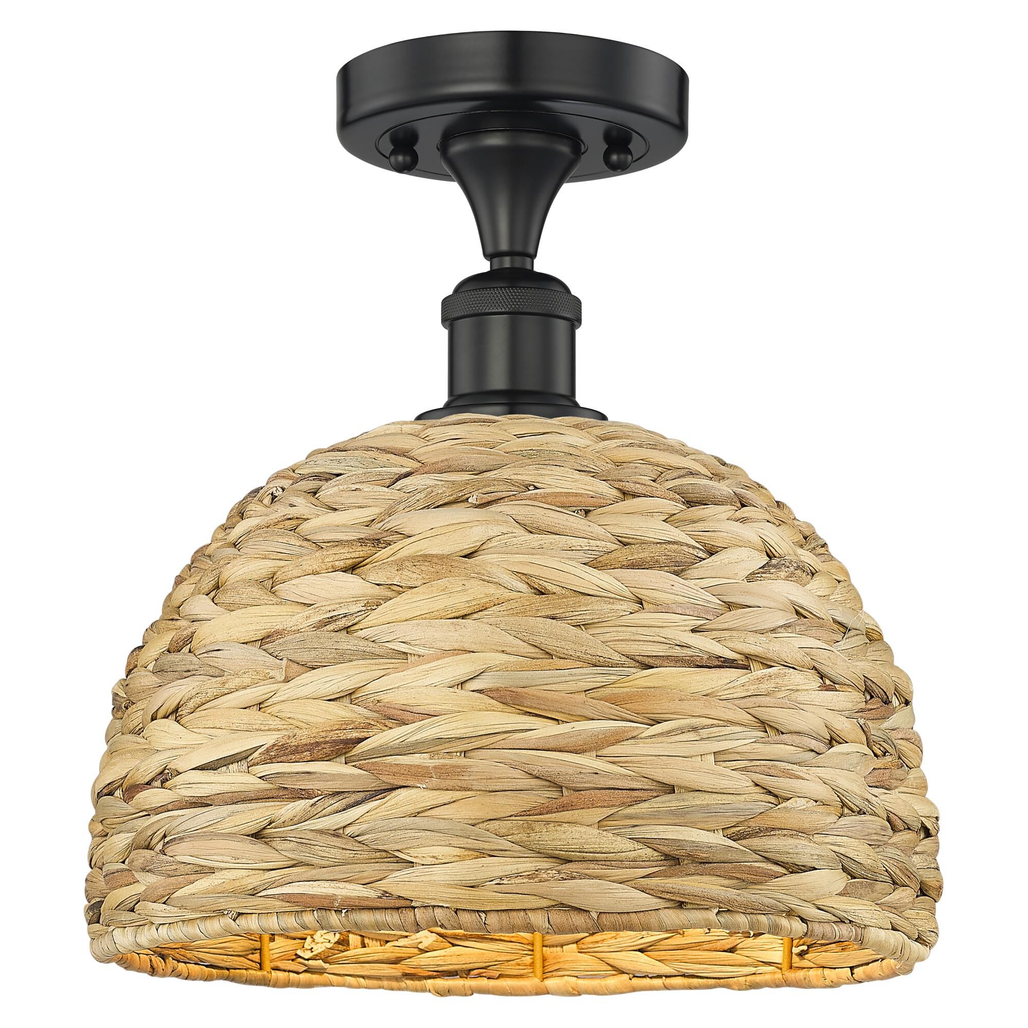 Bruno Marashlian Woven Rattan 12 Inch Semi Flush Mount by Innovations Lighting