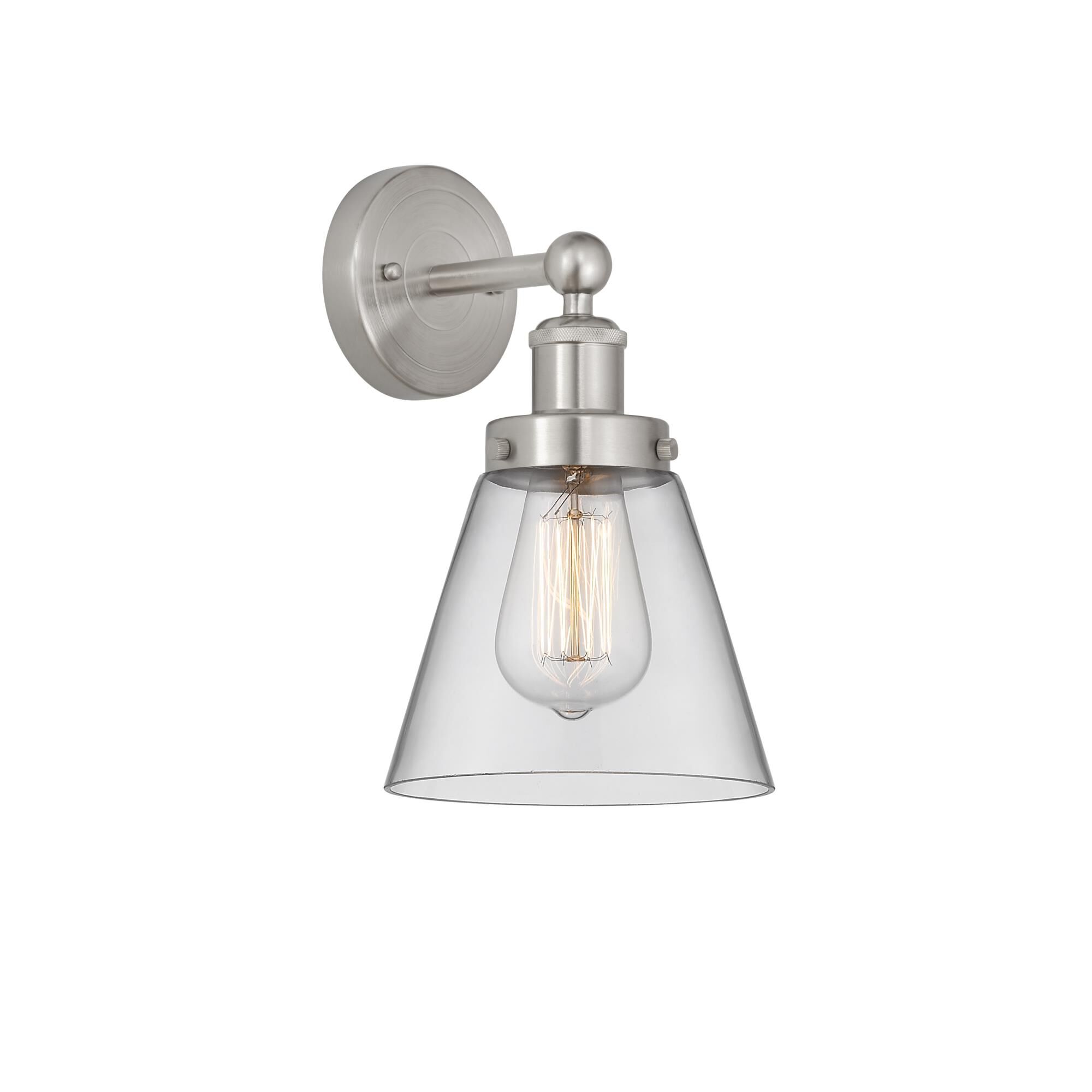 Shown in Brushed Satin Nickel, Clear finish and Clear glass and Clear Glass shade